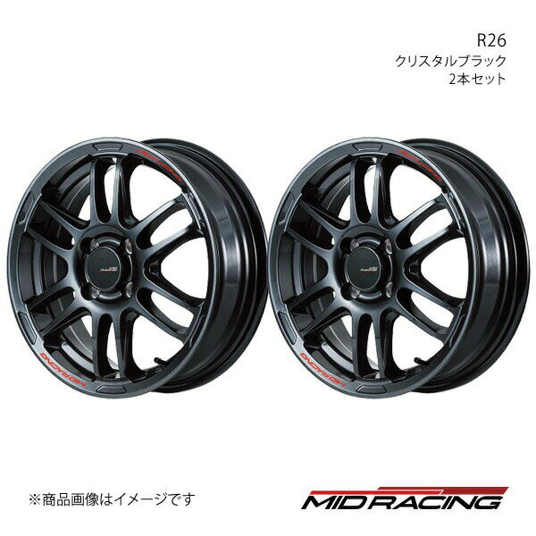 MID RACING/R26 ワゴンR MH35/55 アルミホイール2本セット【15×5.0J 4-100 INSET45 クリスタルブラック】