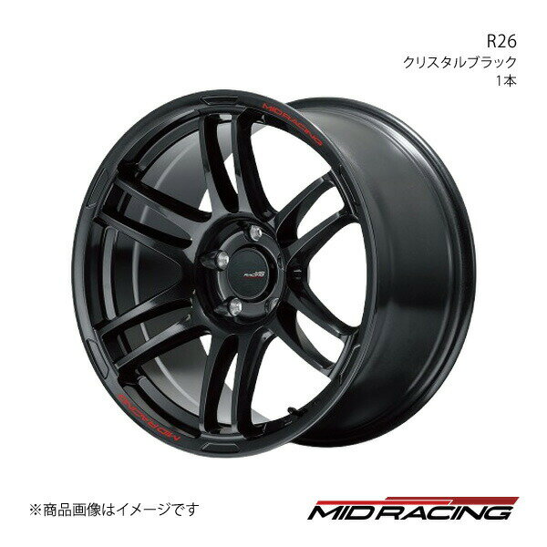 MID RACING/R26 フォレスター SJ系 アルミホイール1本【18×7.5J 5-100 INSET50 クリスタルブラック】