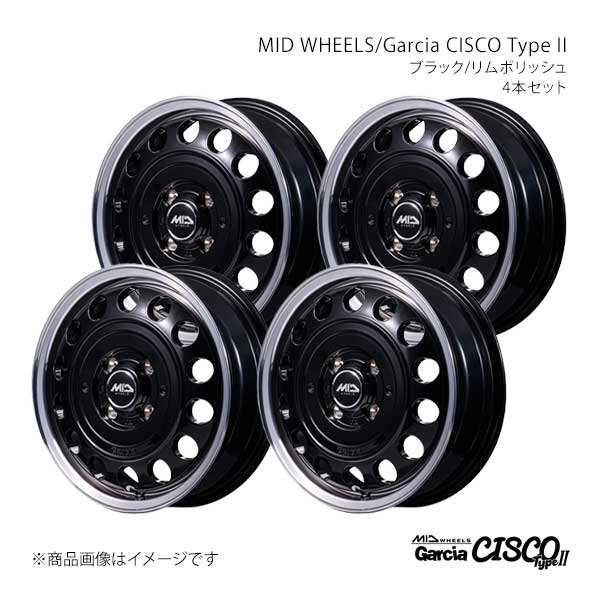 MID WHEELS/Garcia CISCO TypeII ステラ/ステラカスタム LA系 アルミホイール4本セット【15×4.5J 4-100 INSET45 BRP】D70654543345BKP0×4