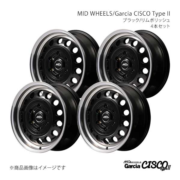 MID WHEELS/Garcia CISCO TypeII ボンゴブローニイバン 200系 アルミホイール4本セット【15×6.0J 6-139.7 INSET33 BRP】D7065606D333BKP0×4