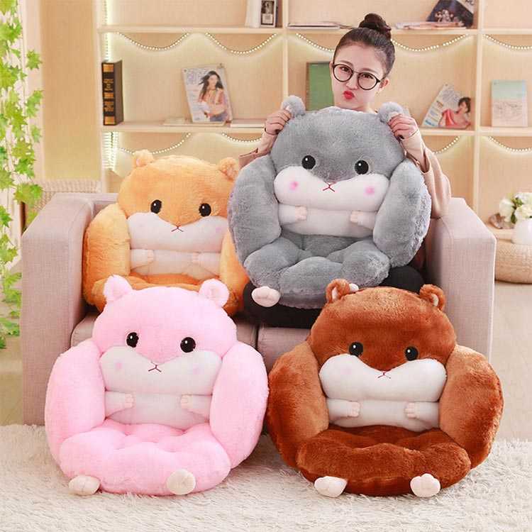 椅子クッション 背もたれクッション ハムスター 椅子クッション 抱き枕 もこもこ 座布団 チェアクッション ぬいぐるみ 暖かい 厚手 背もたれ付き ふかふか フロアクッション 長時間 [2]