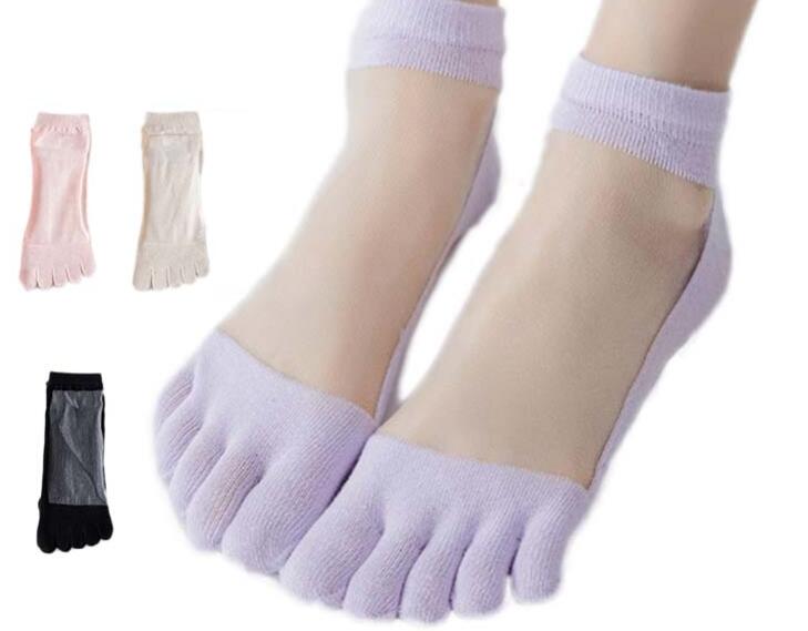 Underwear, Sleepwear - 3足セット メッシュ 冷感 スポーツ 五本指靴下 5本指ソックス 夏素材 ストッキング素材 五本指ソックス 浅 靴下 夏用 レディース フットカバー メッシュ くつ下 くるぶし 接触冷感 薄手 抗菌防臭 保湿靴下 靴下 シンプル 足指 短い