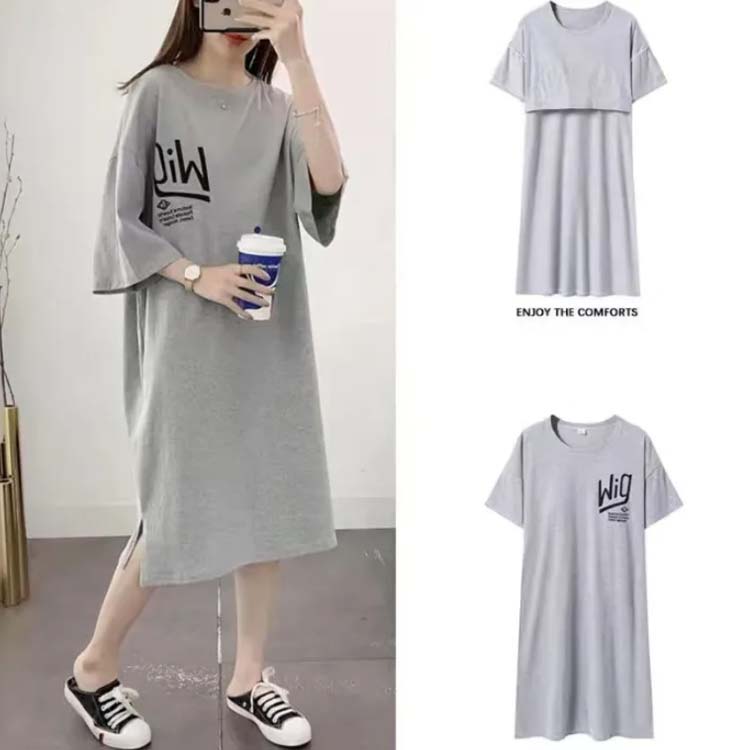 寝間着 ワンピース ゆったり リラックスウェア ロングTシャツワンピース パジャマ 部屋着 ルームウェア 大きいサイズ レディース 半袖 半袖 ブラカップ付き パジャマ ナイトウェア インナー おしゃれ かわいい 薄手 春 夏 秋 シンプル カジュアル カップ付き chittoshop-10001958 ちっとしょっぷ サンプル画像2