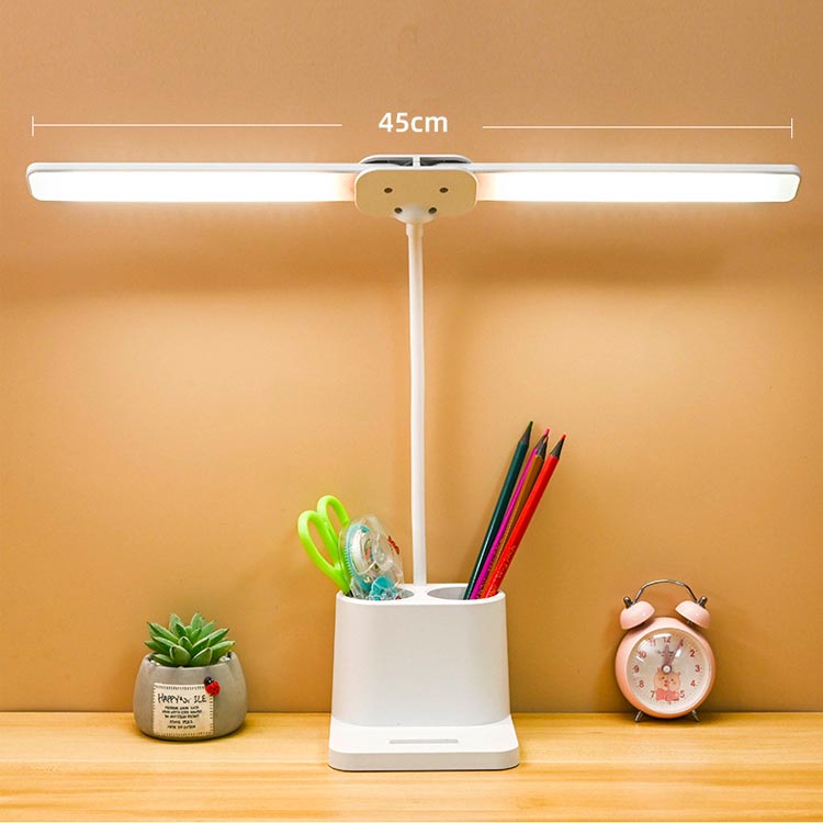 デスクライト 読書 調光 USB充電 LED 卓上ライト 電気スタンド 多角度調整 ペン立て付き 目に優しい テーブルライト スタンドライト おしゃれ 大人 LED 二又卓上ライト 勉強 調色 ミニスタンド 学習机 仕事 学習 読書灯 子供 デスクライト 贈り物 入学祝い ギフト [3]