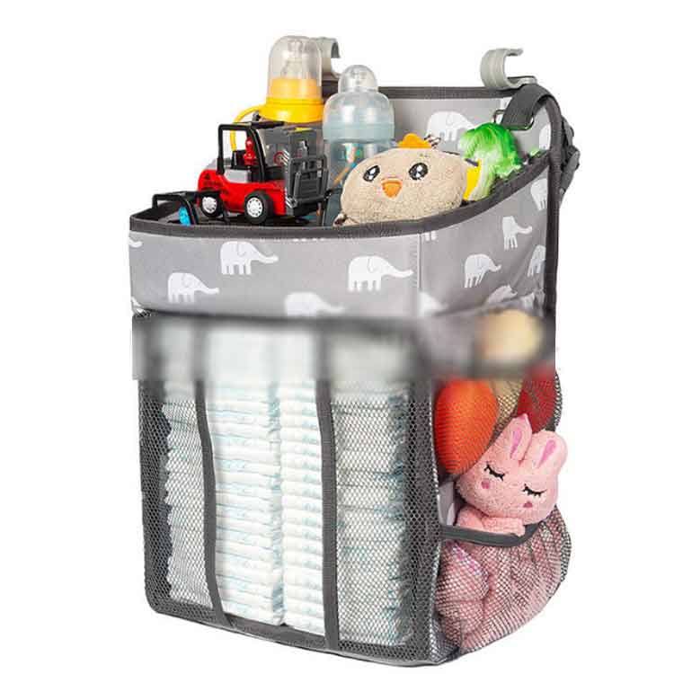 子供部屋収納 ベビーベッド収納ポケット ハンギング収納袋 収納袋 片付け ポケット おむつ収納袋 ベビーベッド収納ポケット おもちゃ収納 哺乳瓶 小物入れ 大容量 吊り袋 折りたたみ式 多機能 引っ掻き防止 大容量