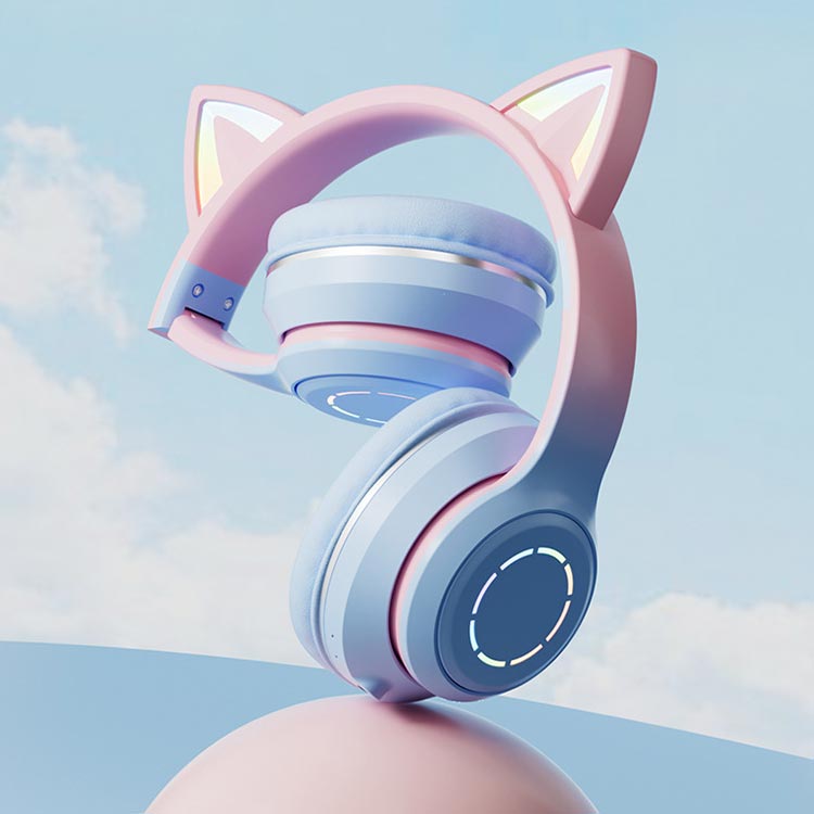 ヘッドセット ワイヤレスヘッドホン ヘッドホン マイク付き Bluetooth 猫耳 イヤホ...