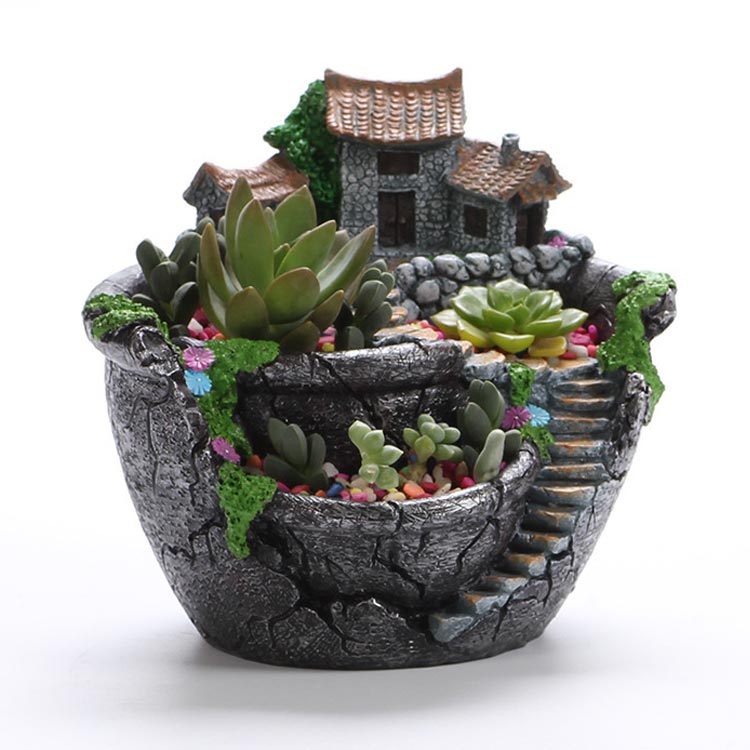 可愛い ハオルチア 底穴付き お城 別荘 鉢 植木鉢 多肉植物 民家 ハウス DIY プランター ガーデン プランター 観葉植物 可愛い 寄せ植え 園芸用 セダム エケベリア サボテン 鉢植え クラッスラ ハオルチア カランコエ フラワーポット