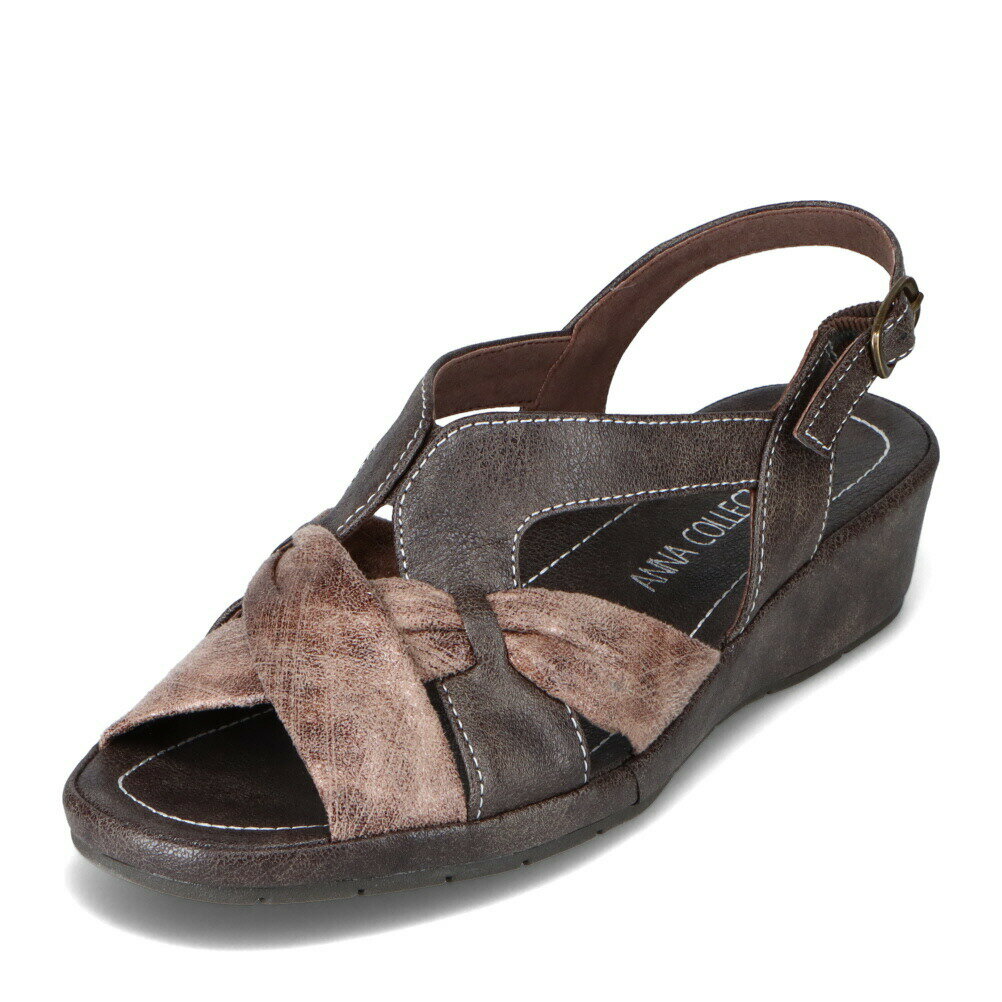 アンナコレクション ANNA COLLECTION KK1634 レディース靴 靴 シューズ 3E相当 サンダル ウェッジソールサンダル バックストラップ バックベルト クッション性 履きやすい 歩きやすい シンプル ダークブラウン