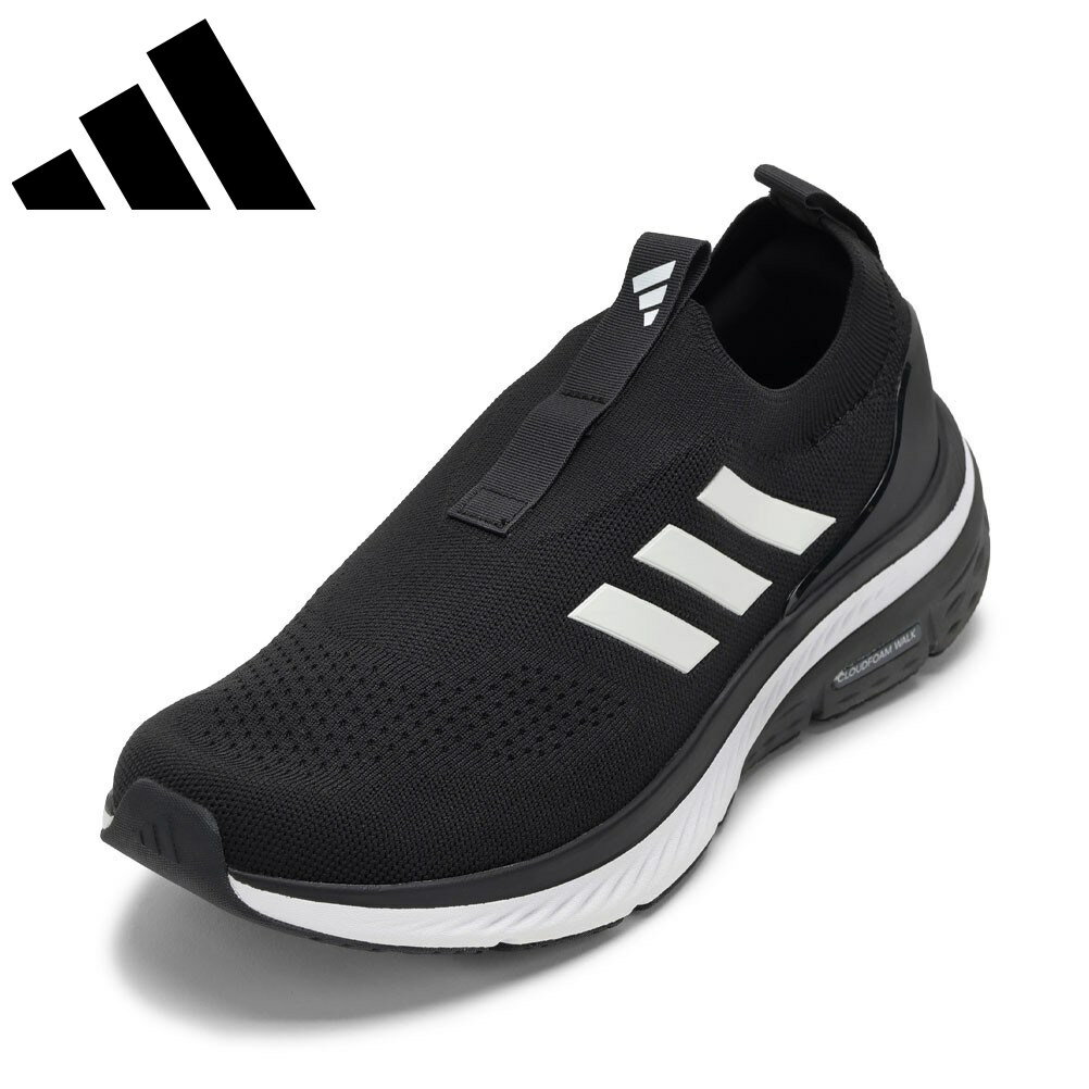 アディダス adidas ID4066 メンズ靴 靴 シューズ 2E スニーカー 軽量 クッション性 衝撃吸収 CLOUDFOAM WALK SOCK 耐久性 反発力 ローカットスニーカー 人気 ブランド ブラック×ホワイト