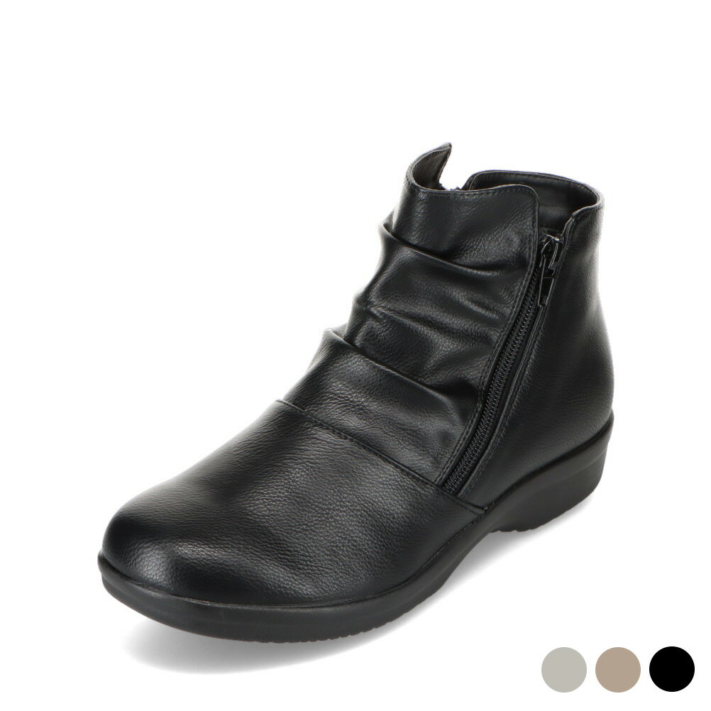 アールプレミアム R-PREMIUM 853A レディース靴 靴 シューズ 4E相当 ショートブーツ 防滑 滑りにくい 幅広 ゆったり ふかふかインソール 履きやすい ファスナー ローヒール