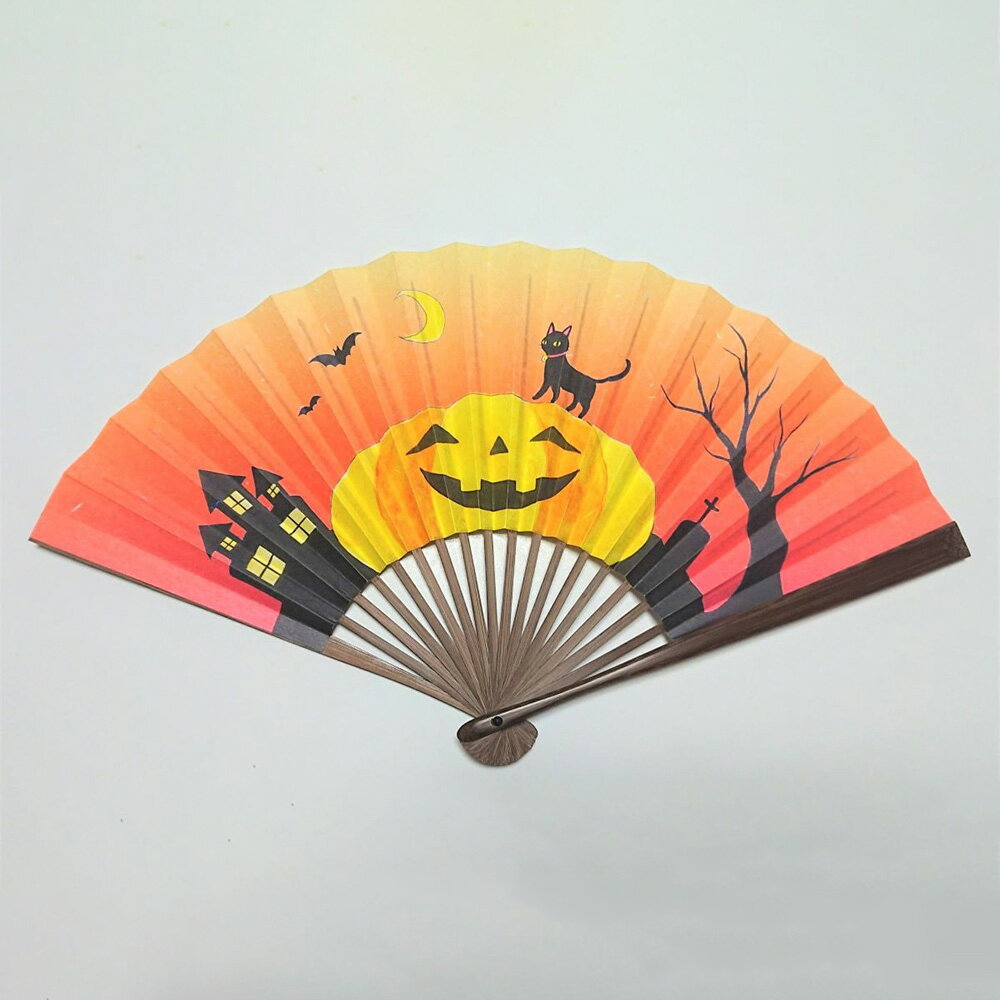 京扇子　ハロウィン「ねこカボチャ」季節限定 プレゼント お土産 イベン...(4)