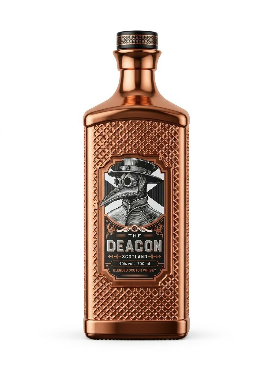 品目：ウイスキー 原産国：スコットランド 内容量：700ml アルコール度数：40度 原材料：モルト、グレーン 【ご購入の際は画像の注意書きを必ずお読みください】ザ・ディーコン（The Deacon）は、スコットランドで作られているプレミアム・ブレンデッド・スコッチ・ウイスキーです。 主な特徴 ブレンド: アイラ島のモルティでスモーキーな原酒と、スペイサイドのフルーティーで華やかな原酒などをブレンドしています。 味わい: スモーキー（燻製香、ピート）でありながら、オレンジなどの柑橘や甘いキャラメルのような味わいが調和した、奥行きのある複雑なフレーバーが特徴です。 ボトルのデザイン: 蒸留釜（ポットスチル）をイメージした、輝く銅メッキ（コッパー）の印象的なボトルデザインを採用しています。 ウイスキーの「ディーコン（Deacon）」とはスコットランド語で「熟練した職人・名匠」を意味し、最高のブレンディング技術を注ぎ込んで作られたことに由来しています。