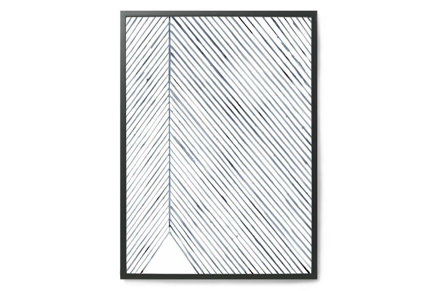 【在庫限り】【再入荷なし】silke bonde　ポスター/アートプリント　50×70cm　Leaf lines (blue)【デンマーク イラスト インテリア 北欧雑貨 おしゃれ 壁掛け 絵画 パネル モダン モノクロ モノトーン】