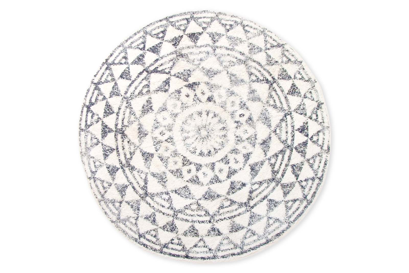 【在庫限り】【再入荷なし】HKliving モノクロパターン柄の円型マット/ベッドルーム 直径120cm【北欧 インテリア ラグ カーペット マット モロッコ ベニワレン 絨毯 ナチュラル ウール おしゃれ ダイニング リビング キリム シンプル モダン モノクロ モノトーン】