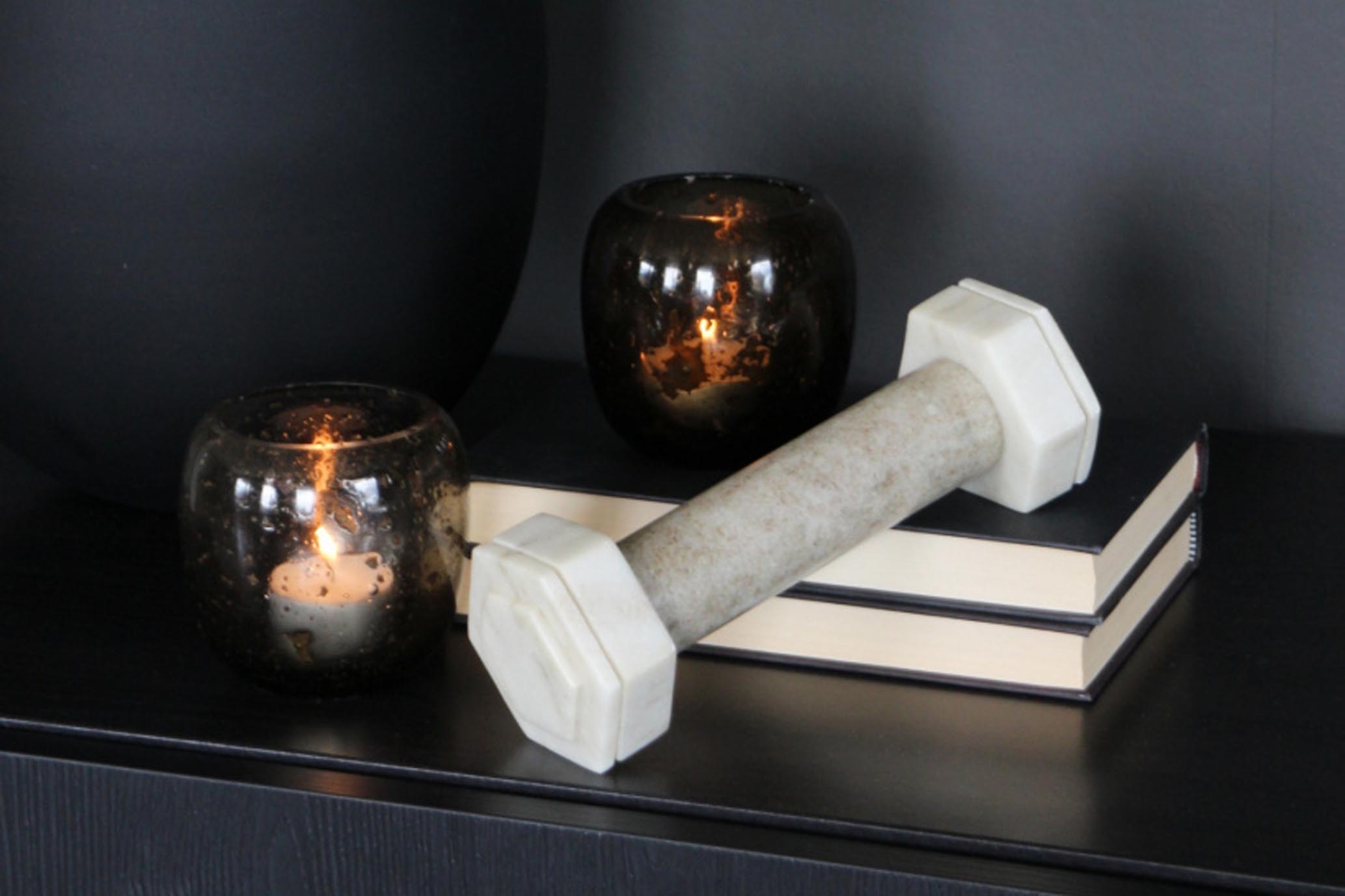 NORDAL 大理石のダンベルモチーフオブジェ HVAR ブラウン 置き物 アートピース アクセサリー アートピース デンマークブランド 北欧インテリア 雑貨 ノルダル ノーダル 海外インテリア インダストリアル 個性的 ハイセンス 異素材ミックス [2]