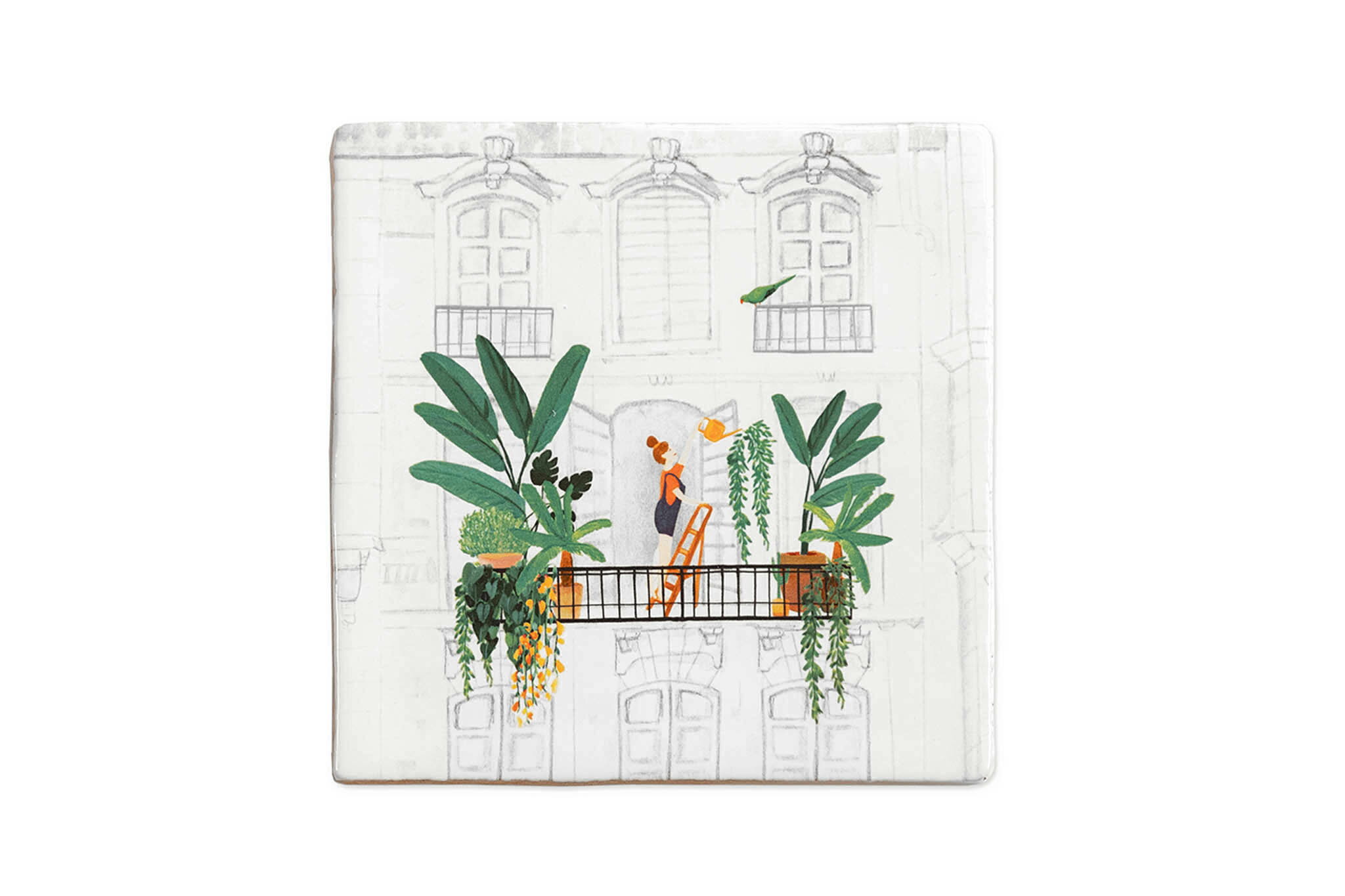 StoryTiles　オランダ製セラミックタイル/陶板/ウォールデコレーション　Urban jungle　Mサイズ（13×13cm）　【ウォールアート 人気 おすすめ ウォールデコレーション セラミック 陶器 タイル 陶板 北欧雑貨 モノトーン おしゃれ インテリア モノクロ 壁掛け 小物 可愛い レ