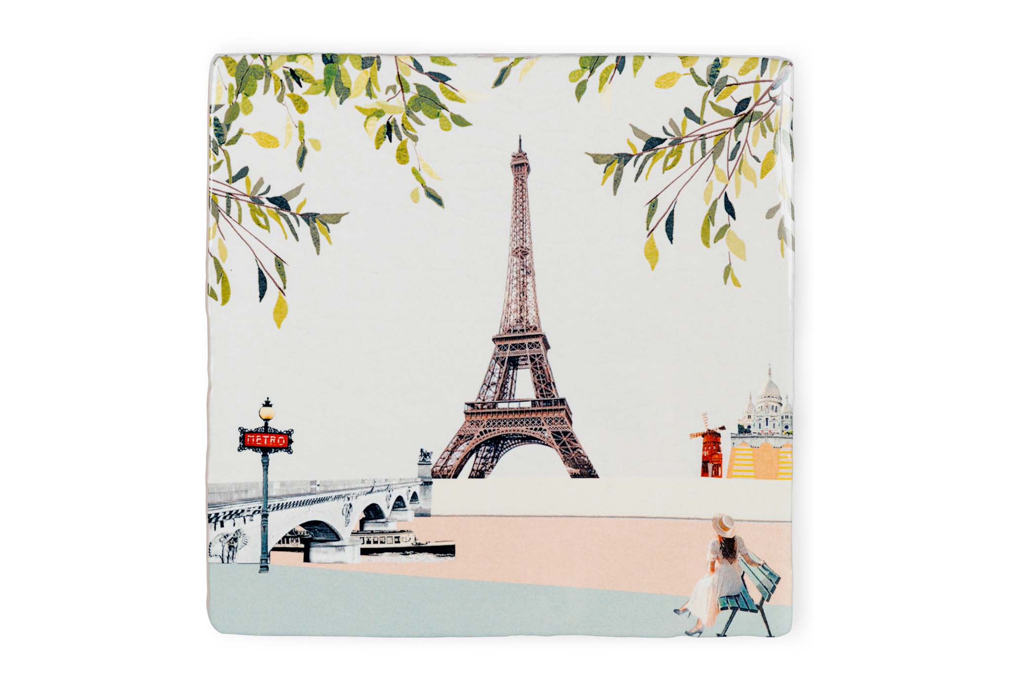 StoryTiles オランダ製セラミックタイル/陶板/ウォールデコレーション Paris I Love You Lサイズ（20×20cm） 【ウォールアート ウォールデコレーション セラミック 陶器 タイル 陶板 北欧雑貨 モノトーン おしゃれ インテリア モノクロ 壁掛け 小物 可愛い レトロ ビン