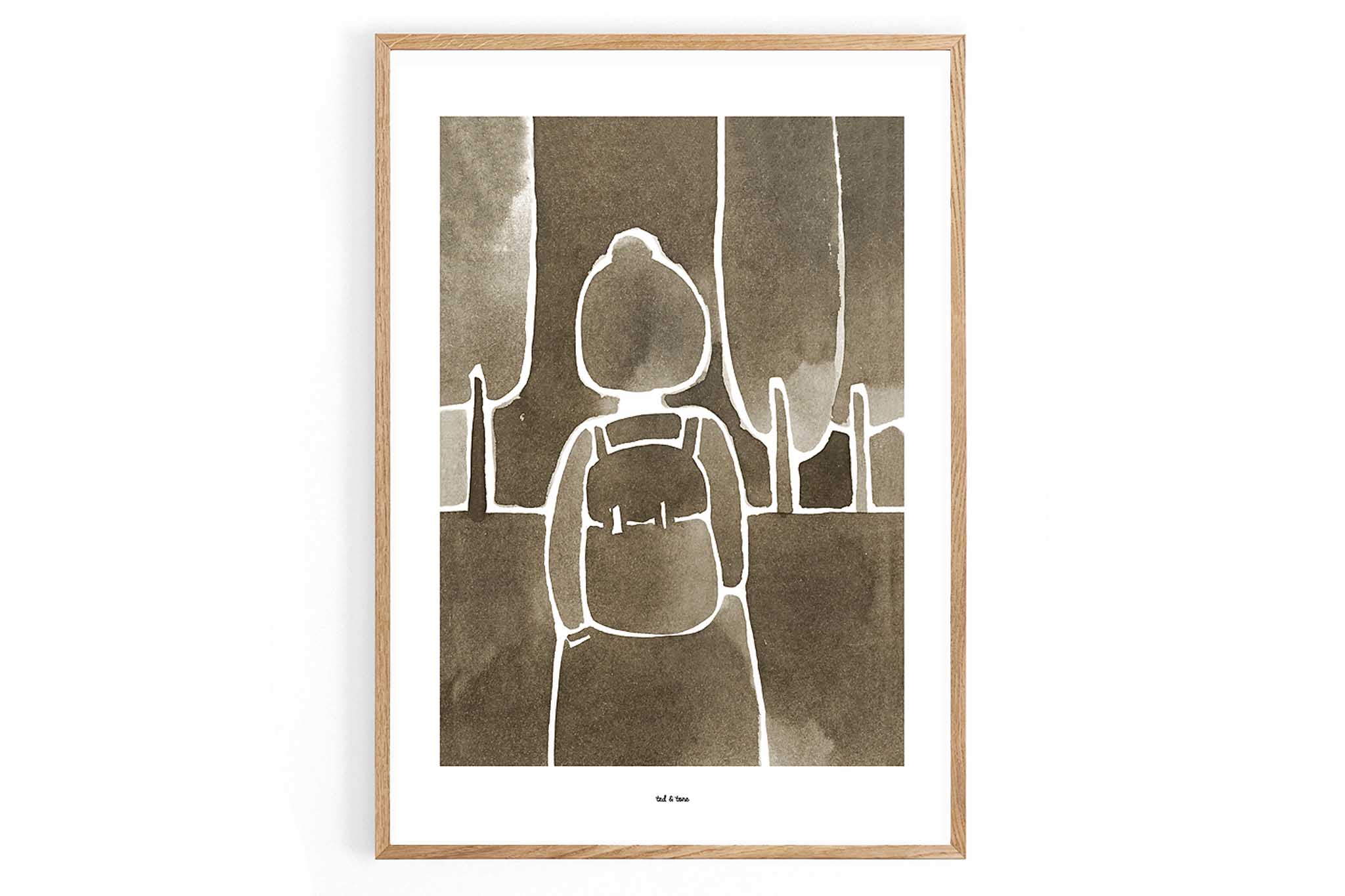 樂天商城 - Ted & Tone　ポスター/アートプリント　50×70cm　Walk in woods　【アート イラスト キッズ 子供 ポスター インテリア 北欧雑貨 ウォールアート 額縁 壁紙 おしゃれ 壁掛け 絵画 パネル モダン モノクロ モノトーン ザ オランダ】