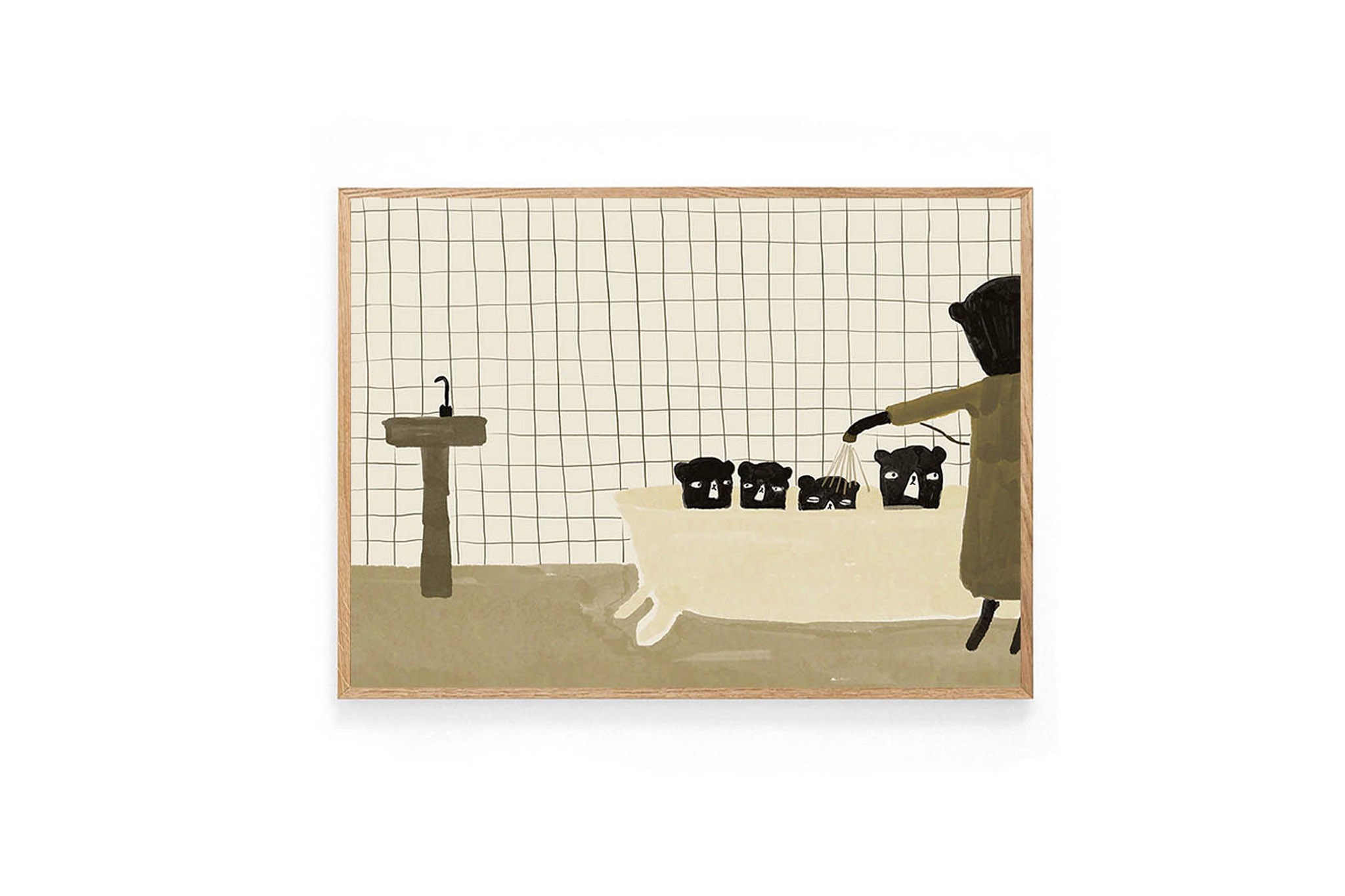 樂天商城 - Ted & Tone　ポスター/アートプリント　A4　Bathtime　【アート イラスト キッズ 子供 ポスター インテリア 北欧雑貨 ウォールアート 額縁 壁紙 おしゃれ 壁掛け 絵画 パネル モダン モノクロ モノトーン ザ オランダ】