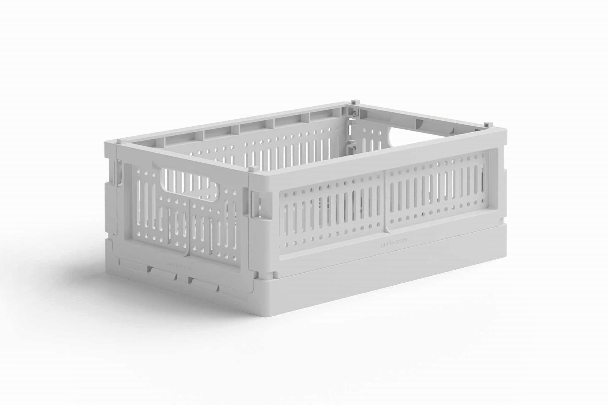 made crate 100 リサイクルプラスチックの折りたたみボックス/クレート Miniサイズ Misty Grey 【北欧 バスケット かご プラスチック コンテナ 折りたたみ 収納用品 ランドリー リビング キッチン スタッキング クレート ボックス型 キャンプ インテリア おしゃれ カラ