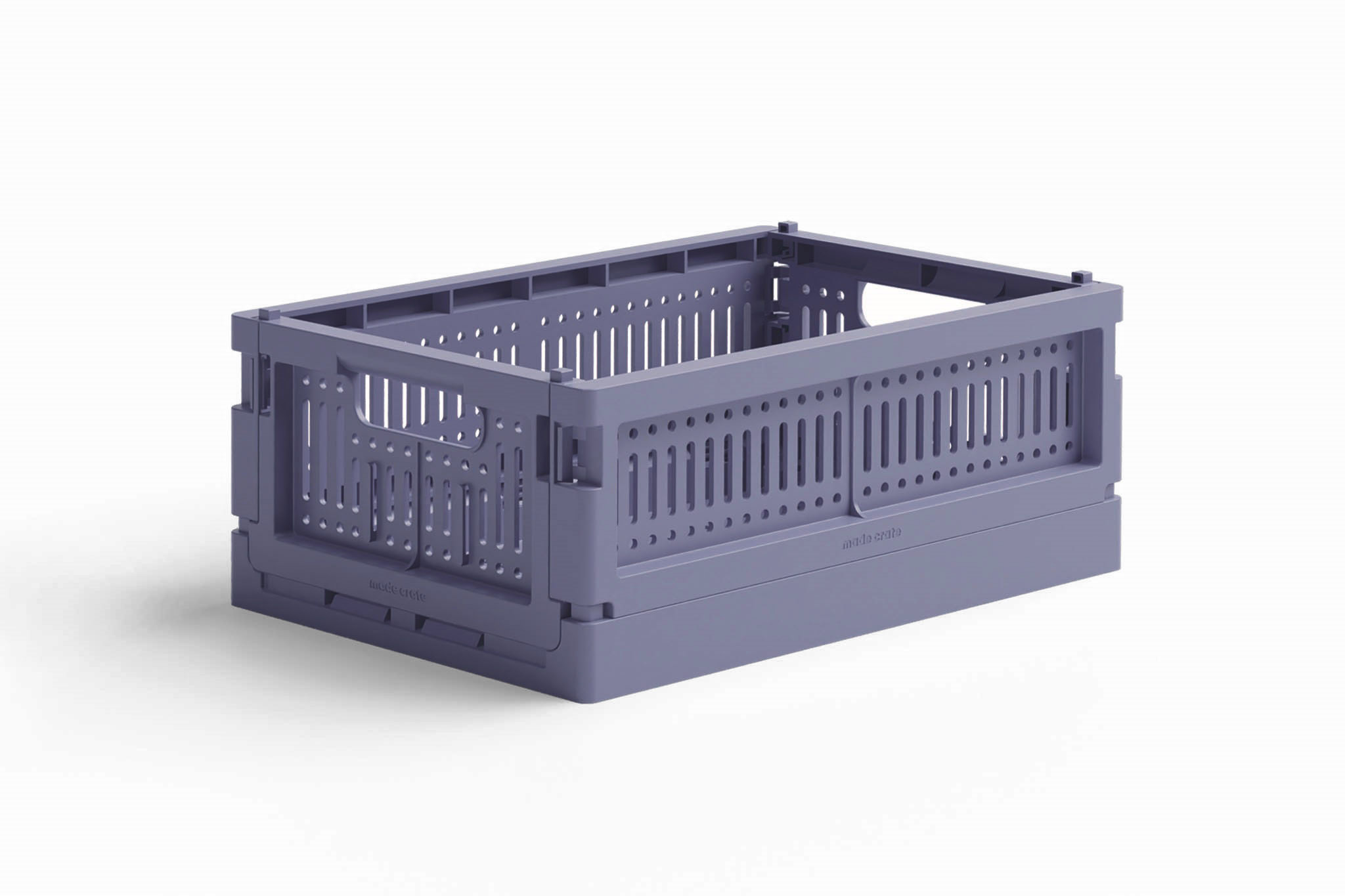 made crate 100 リサイクルプラスチックの折りたたみボックス/クレート Miniサイズ Blue Grey 【北欧 バスケット かご プラスチック コンテナ 折りたたみ 収納用品 ランドリー リビング キッチン スタッキング クレート ボックス型 キャンプ インテリア おしゃれ カラフ