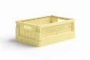 made crate 100% リサイクルプラスチックの折りたたみボックス/クレート Miniサイズ Lemon Cream 【北欧 バスケット かご プラスチック コンテナ 折りたたみ 収納用品 ランドリー リビング キッチン スタッキング クレート ボックス型 キャンプ インテリア おしゃれ カラ
