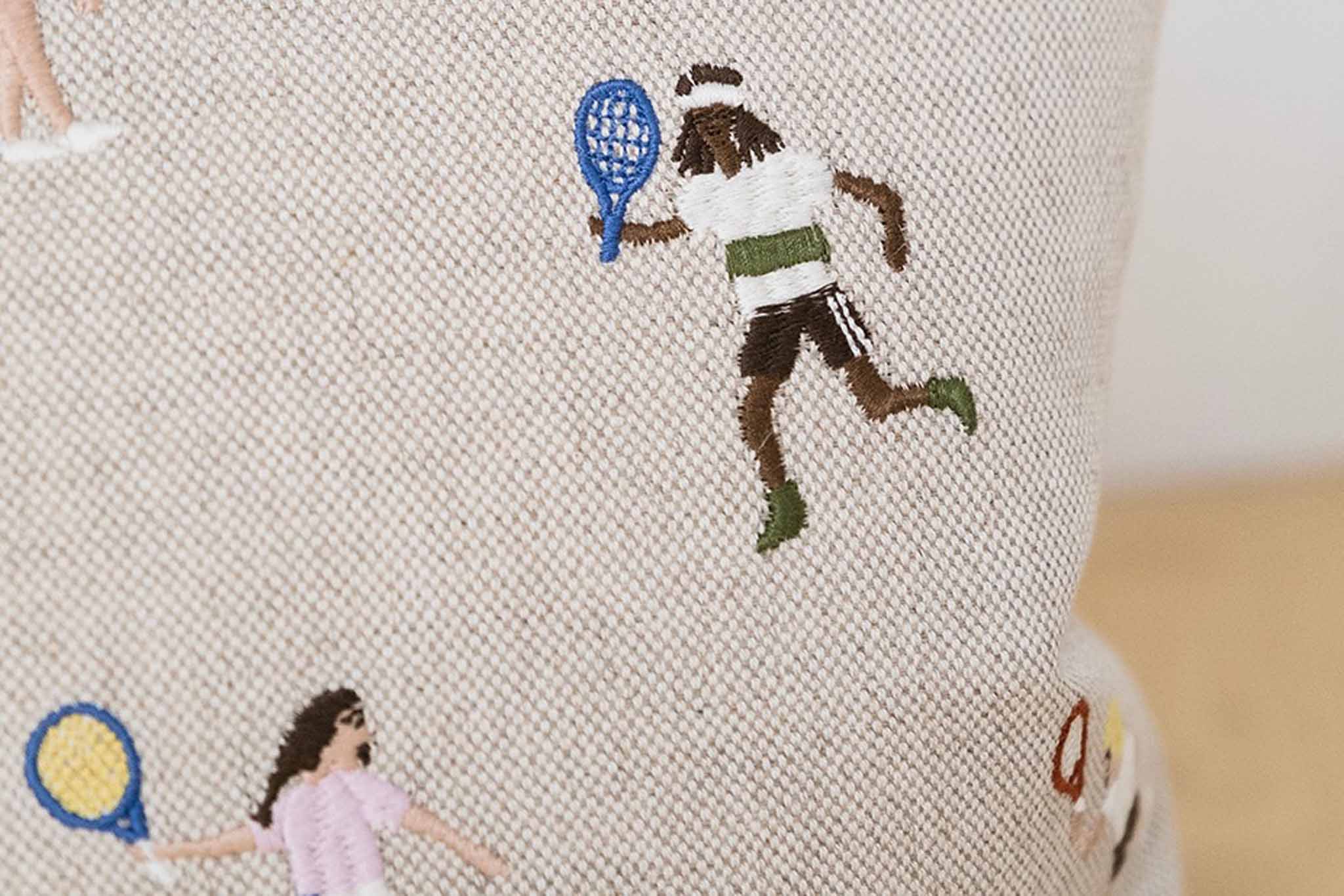 Fine Little Day ファインリトルデイ クッションカバー TENNIS 48×48cm 刺繍 リネン コットン 綿 麻 ソファ 枕カバー 正方形 北欧インテリア 北欧雑貨 リビング雑貨 北欧デザイン ナチュラルインテリア [2]