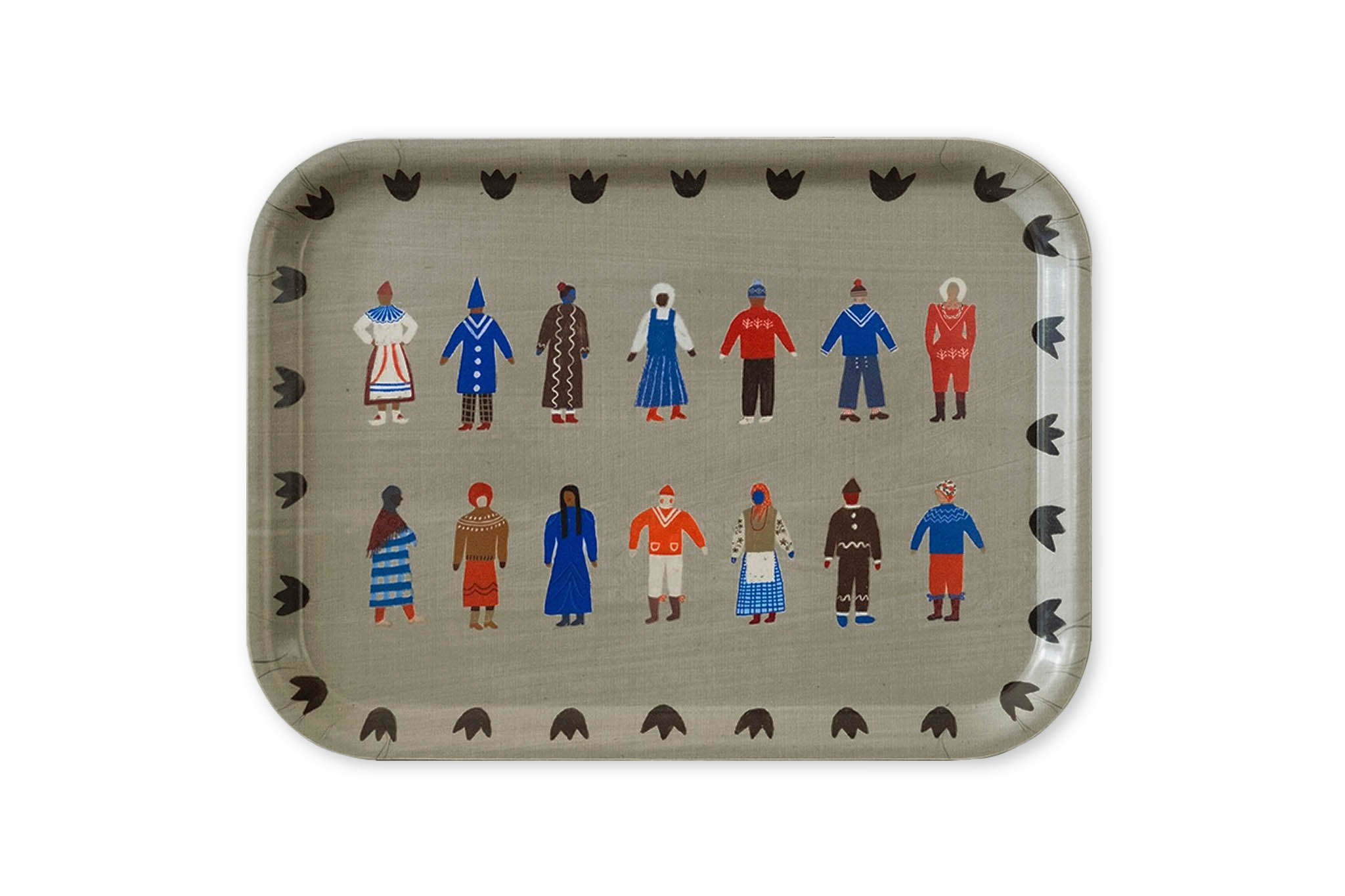 Fine Little Day ファインリトルデイ 長方形トレイ SOMLIGA 27×20cm お盆 トレー 木製トレイ 食卓トレイ サービングトレイ カフェ イラスト 北欧インテリア 北欧雑貨 リビング雑貨 北欧デザイン ナチュラルインテリア