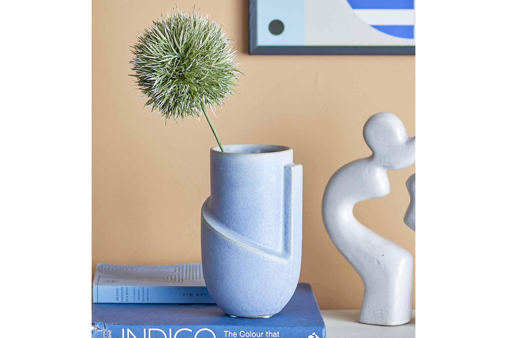 Bloomingville ブルーミングヴィル スッキリとしたラインが特徴的なライトブルーのフラワーベース Norbert Vase 高さ19cm 【北欧雑貨 インテリア おしゃれ モノトーン モノクロ シンプル モダン ナチュラル 置物 オブジェ デコレーション 花瓶 フラワーベース プランタ [3]