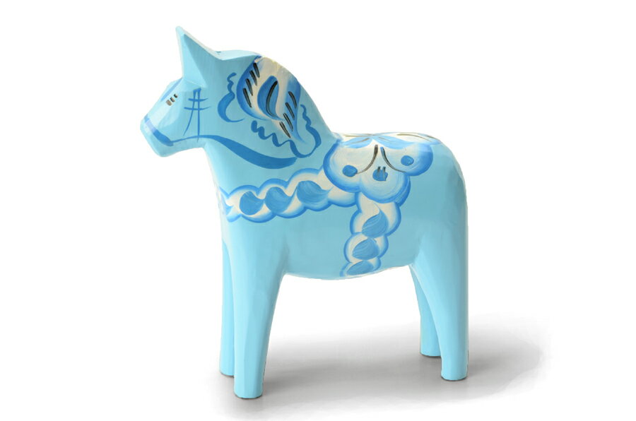 馬の置物 Grannas Olsson　ダーラナホース、baby-blue、13cm【北欧雑貨 ハンドメイド 置物 小物 スウェーデン 馬 伝統工芸 民芸品 リビング雑貨】