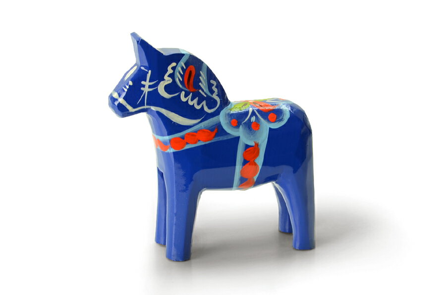 馬の置物 Grannas Olsson　ダーラナホース、blue、7cm【北欧雑貨 ハンドメイド 置物 小物 スウェーデン 馬 伝統工芸 民芸品 リビング雑貨 青色】