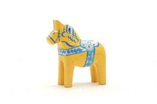 馬の置物 Grannas Olsson　ダーラナホース、yellow、7cm【北欧雑貨 ハンドメイド 置物 小物 スウェーデン 馬 伝統工芸 民芸品 リビング雑貨 黄色】