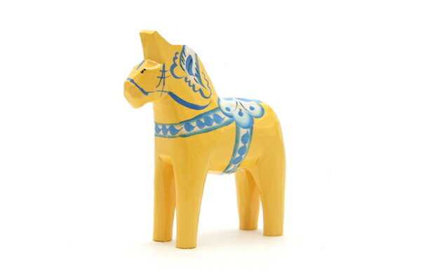 馬の置物 Grannas Olsson　ダーラナホース、yellow、10cm【北欧雑貨 ハンドメイド 置物 小物 スウェーデン 馬 伝統工芸 民芸品 リビング雑貨 黄色】