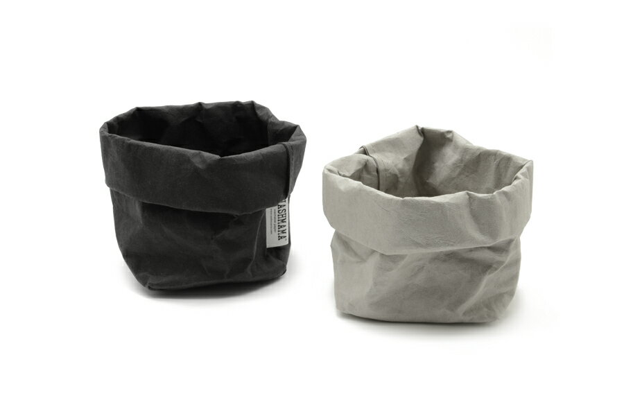 UASHMAMA　セルロース 100%　洗えるペーパーバッグ　Sサイズ　モノクロ　10×10cm【イタリア製 ハンドメイド おしゃれ 収納袋 かご 果物 野菜 花 モノトーン ナチュラル 北欧 小物入れ】