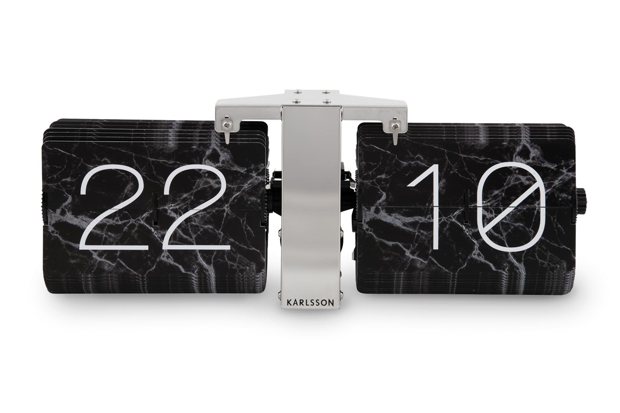 Karlsson カールソン 掛け置き兼用 フリップクロック No Case Marble ブラック パタパタ時計 ウォール..