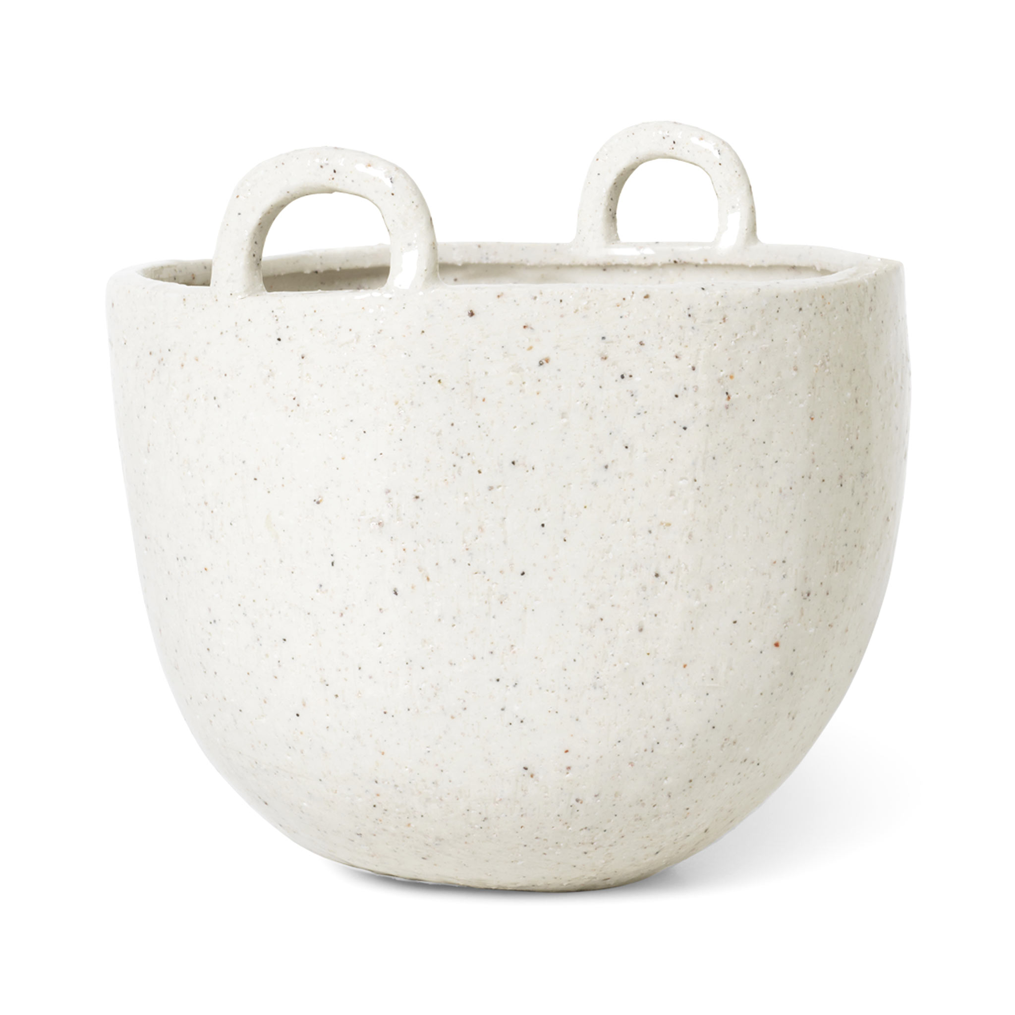 樂天商城 - Ferm Living ファームリビング 粒状の表情が魅力の持ち手付きフラワーポット Speckle Pot 直径18cm ストーンウェア 植木鉢 北欧 インテリア グレイニー 陶器 プランター デザイン おしゃれ シンプル モダン 室内植木 グリーン