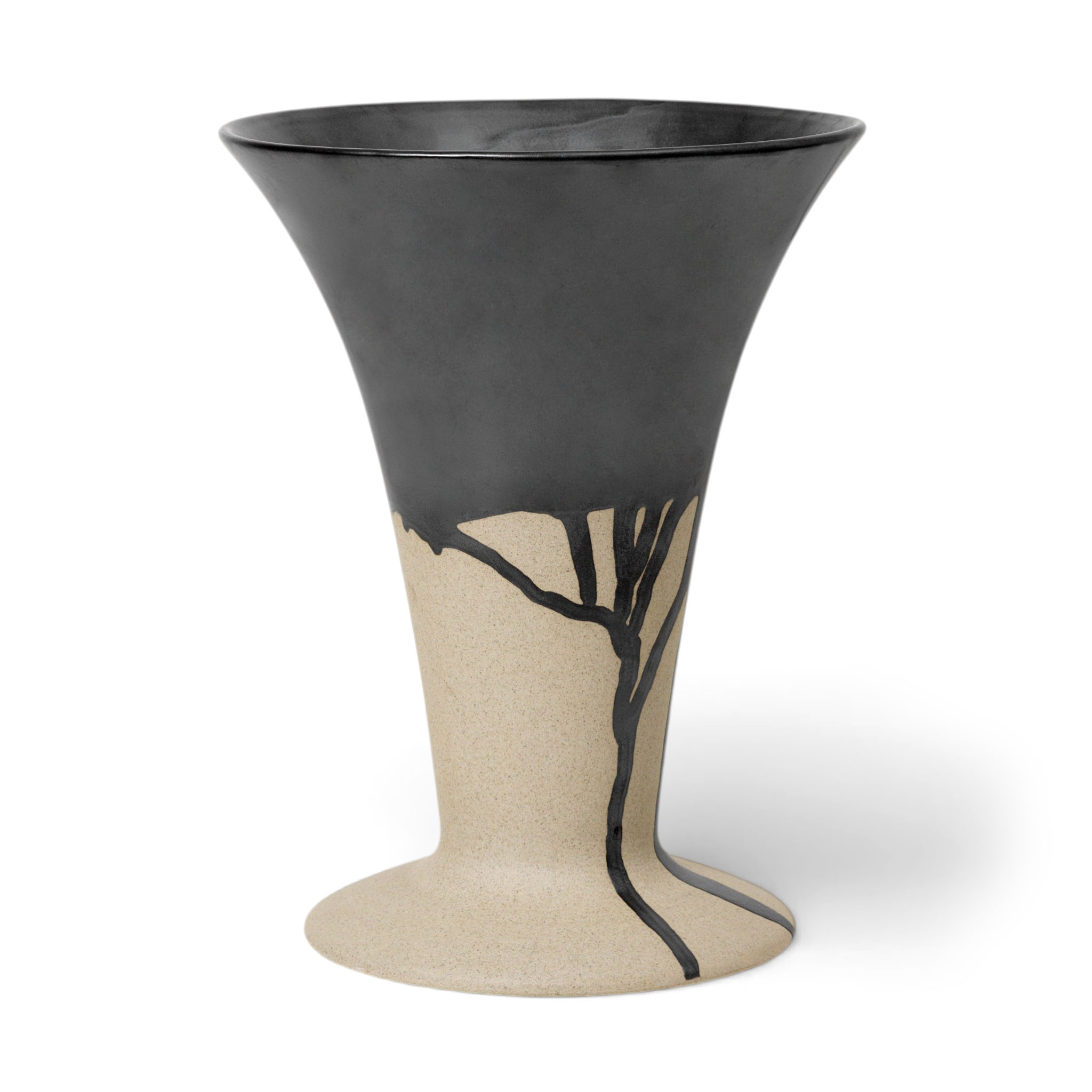 Rakuten - Ferm Living ファームリビング サンドカラーとブラックのスプラッシュ柄がアクセントのフラワーベース Flores 高さ23cm Vase SandBlack 北欧 インテリア 花器 陶器 フラワーベース ストーンウェア モダン 手作業 模様