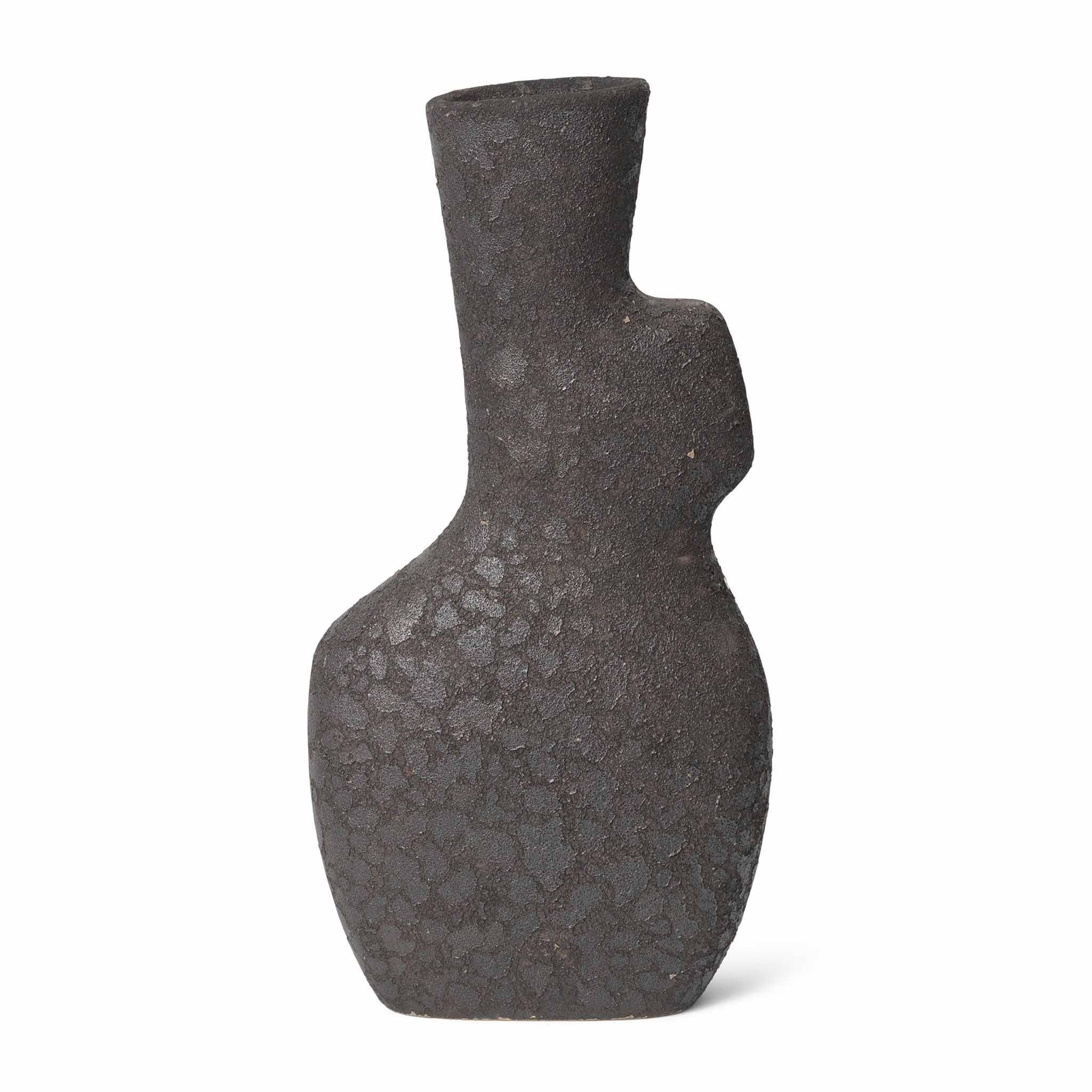 樂天商城 - Ferm Living ファームリビング ラスティックなテクスチャと柔らかな有機フォルムのフラワーベース Yara ブラック 高さ35cm 花器 陶器 北欧 インテリア ストーンウェア ラスティックアイアン 有機フォルム 生花 ドライフラワー