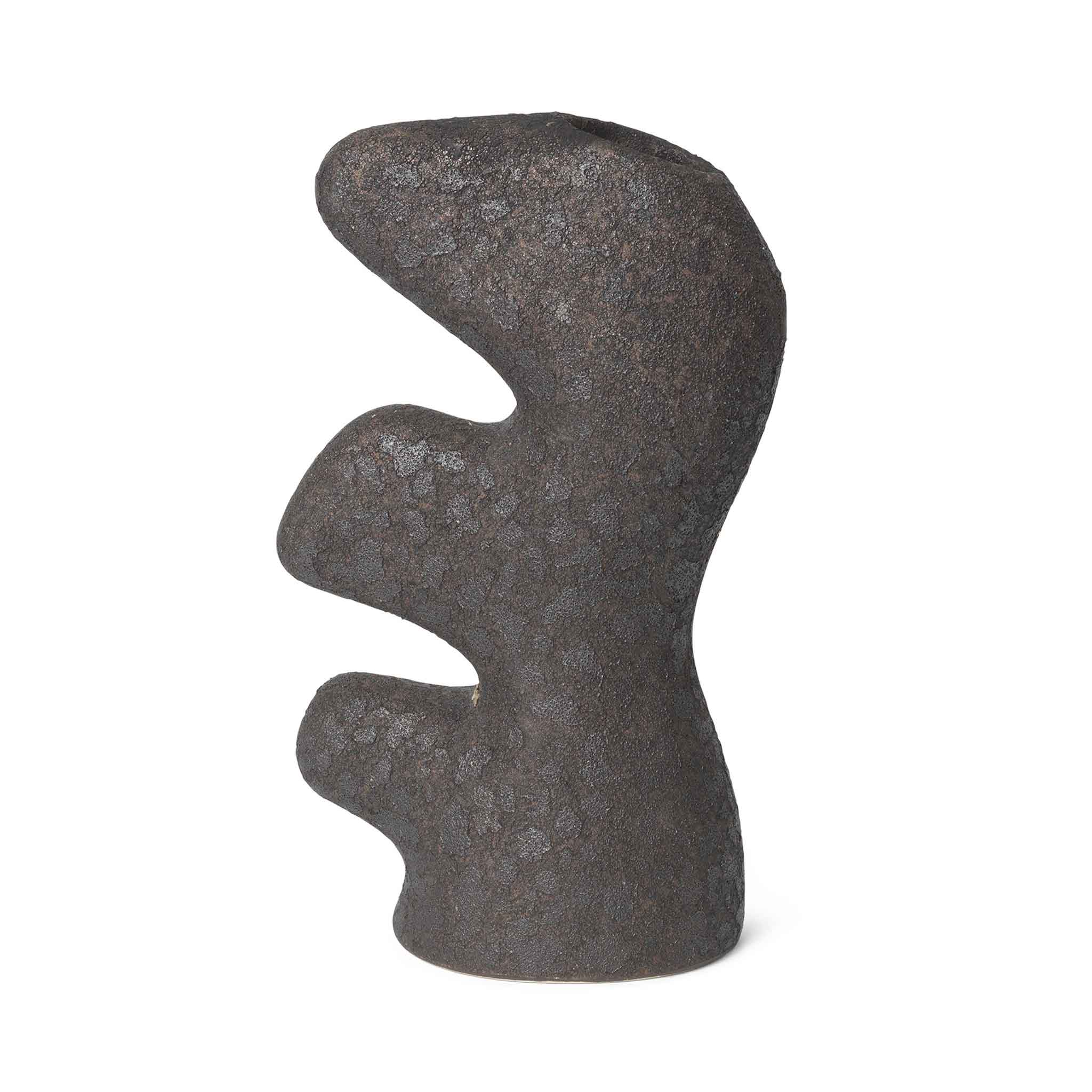 樂天商城 - Ferm Living ファームリビング ラスティックなテクスチャと柔らかな有機フォルムのフラワーベース Yara ブラック 高さ24cm 陶器 北欧 インテリア フラワーベース 花器 ストーンウェア ミニ ベース 生花 ドライフラワー 卓上 室内飾り