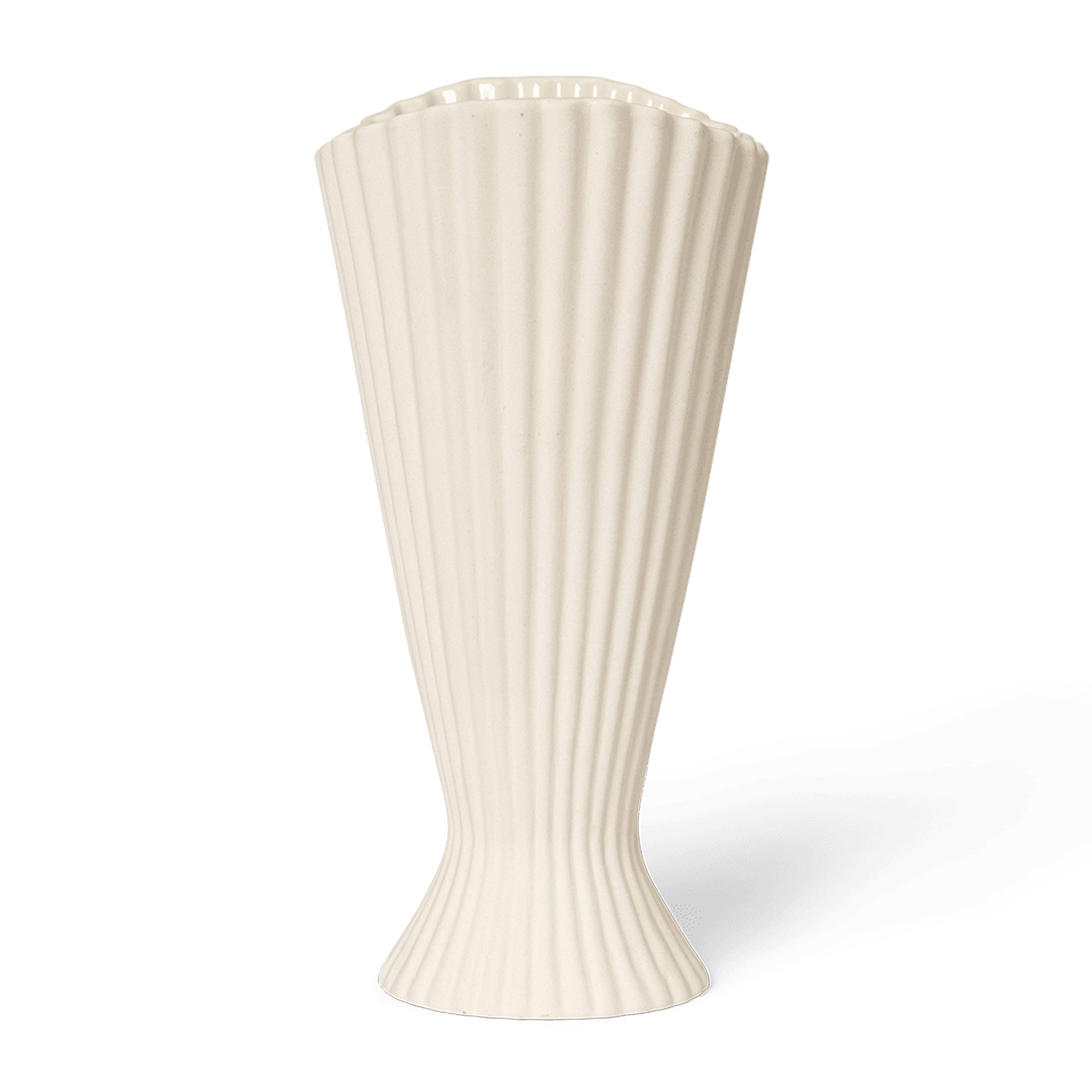 樂天商城 - Ferm Living ファームリビング 柔らかなプリーツ状フォルムが特徴のフラワーベース Fountain Vase 高さ23cm 北欧 インテリア 陶器 花器 フラワーベース プリーツデザイン 生花 ドライフラワー 卓上 室内飾り 玄関 リビング