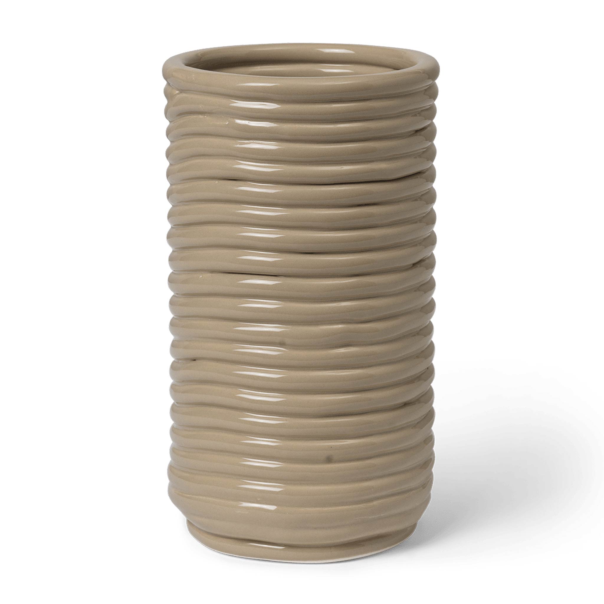 樂天商城 - Ferm Living ファームリビング コーデュロイ生地を思わせるテクスチャが美しいフラワーベース Corduroy Vase カシミア 高さ21cm カシミヤ セラミック 北欧 インテリア 花器 デザイン 花瓶 テーブルデコレーション 室内飾り