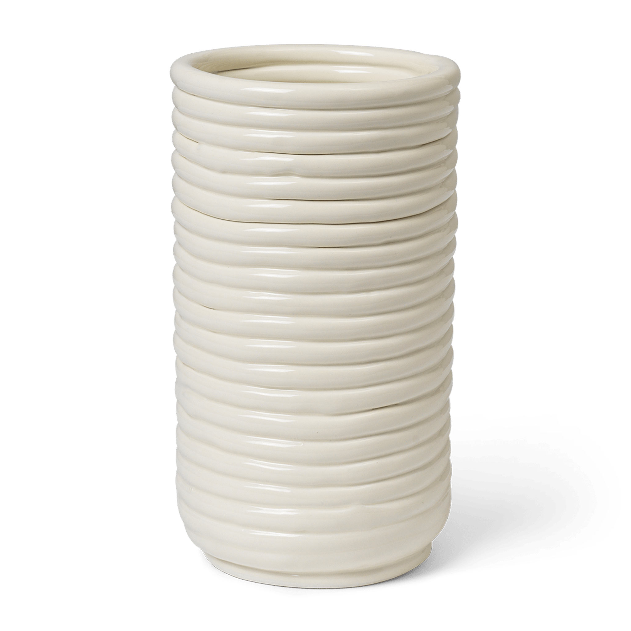 樂天商城 - Ferm Living ファームリビング コーデュロイ生地を思わせるテクスチャが美しいフラワーベース Corduroy Vase オフホワイト 高さ21cm 北欧 インテリア 陶器 花器 フラワーベース セラミック コーデュロイ調 テクスチャ 縦溝