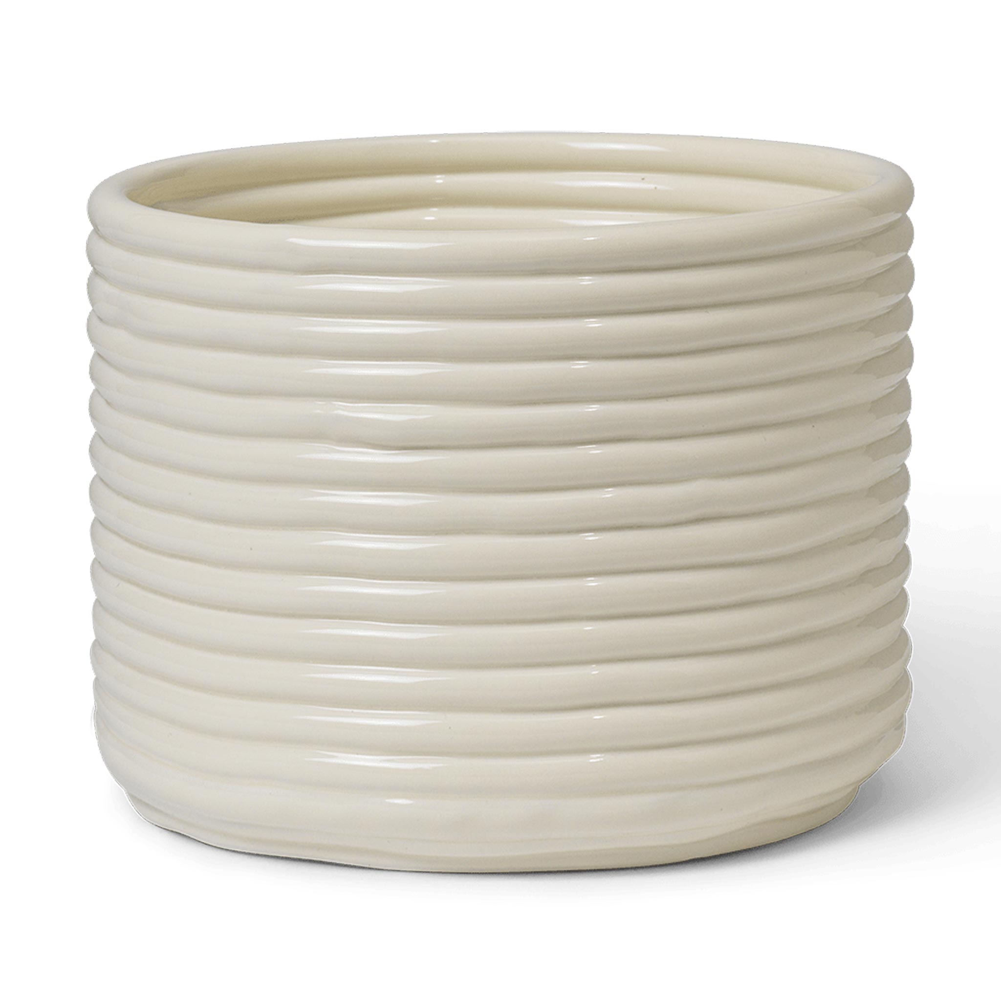 Rakuten - Ferm Living ファームリビング コーデュロイ生地を思わせるテクスチャが美しいフラワーポット Corduroy Pot オフホワイト 直径20cm 北欧 インテリア ポット 植木鉢 セラミック 陶器 グロス仕上げ コーデュロイ調 テクスチャ