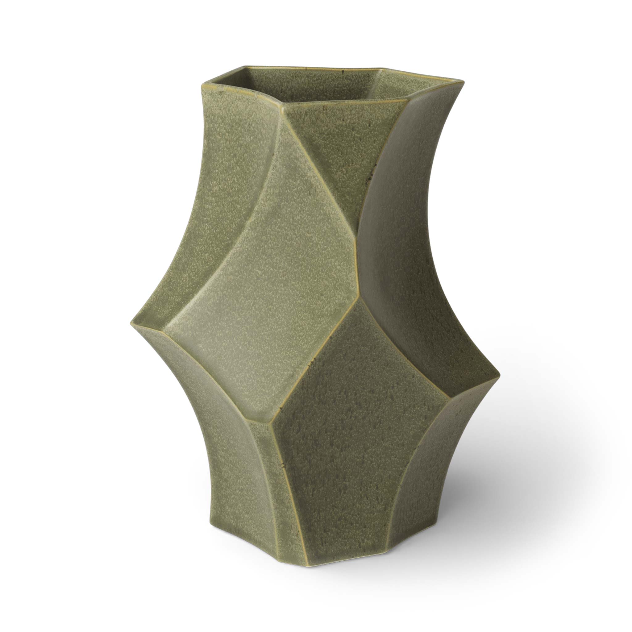 樂天商城 - Ferm Living ファームリビング 彫刻的なフォルムが魅力のセラミック製フラワーベース Cueva Vase ダークセージ 高さ26cm 北欧 インテリア 陶器 花器 曲線デザイン 自然フォルム 生花 ドライフラワー 室内飾り 玄関 リビング