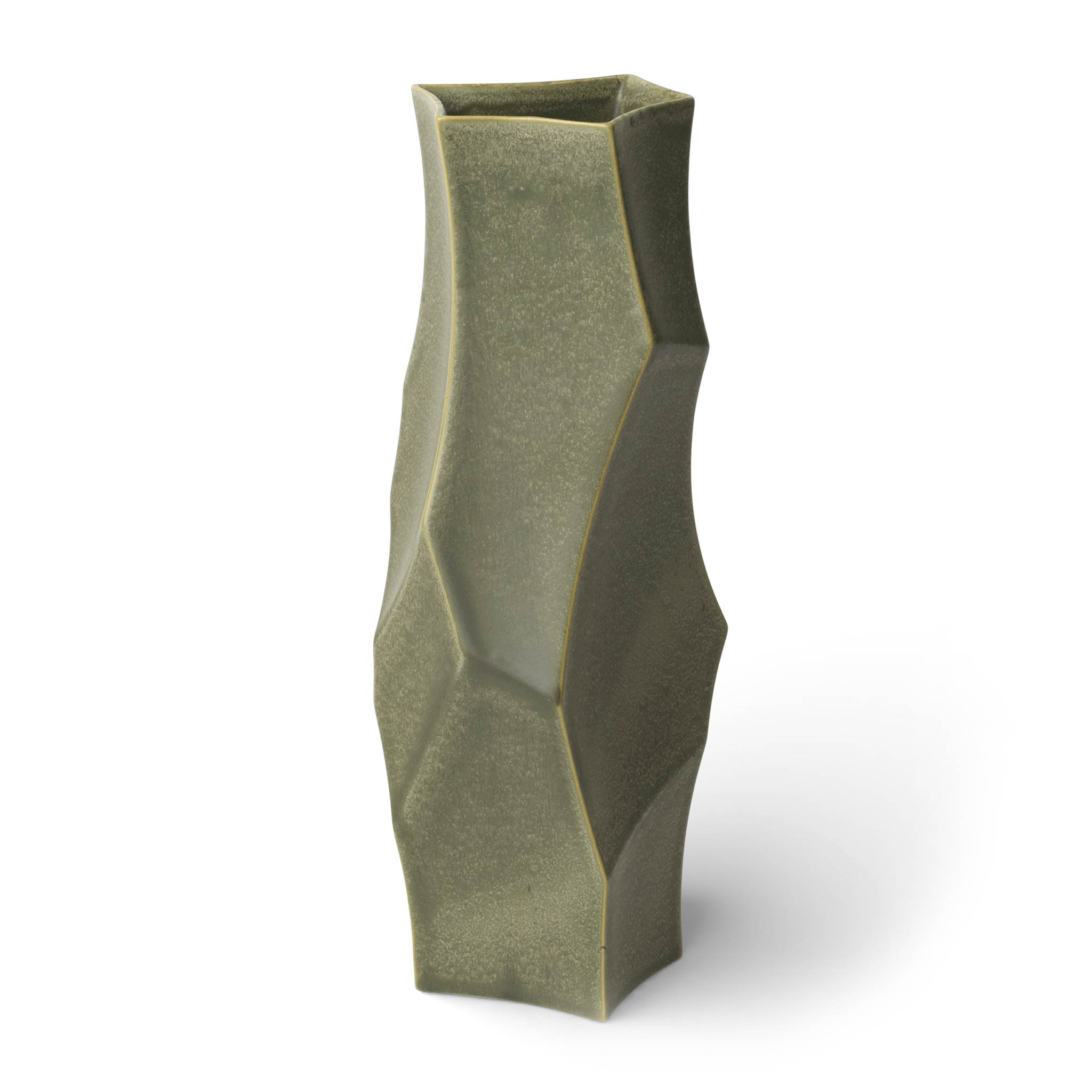 樂天商城 - Ferm Living ファームリビング 彫刻的なフォルムが魅力のセラミック製フラワーベース Cueva Vase ダークセージ 高さ37cm 北欧 インテリア 陶器 花器 洞窟デザイン 有機フォルム 生花 ドライフラワー 室内装飾 玄関 リビング