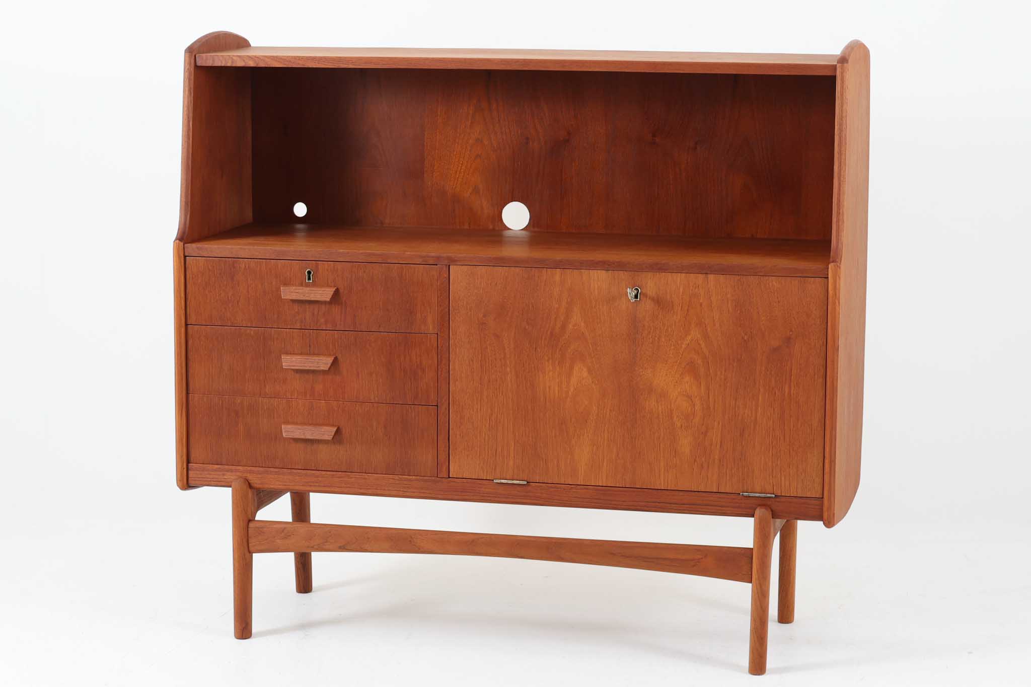 開き扉 ライティングビューロー 北欧ビンテージ チーク材 収納棚 デンマーク製【北欧家具 チーク材 ビューロー キャビネット ライティングデスク デンマーク】 [2]