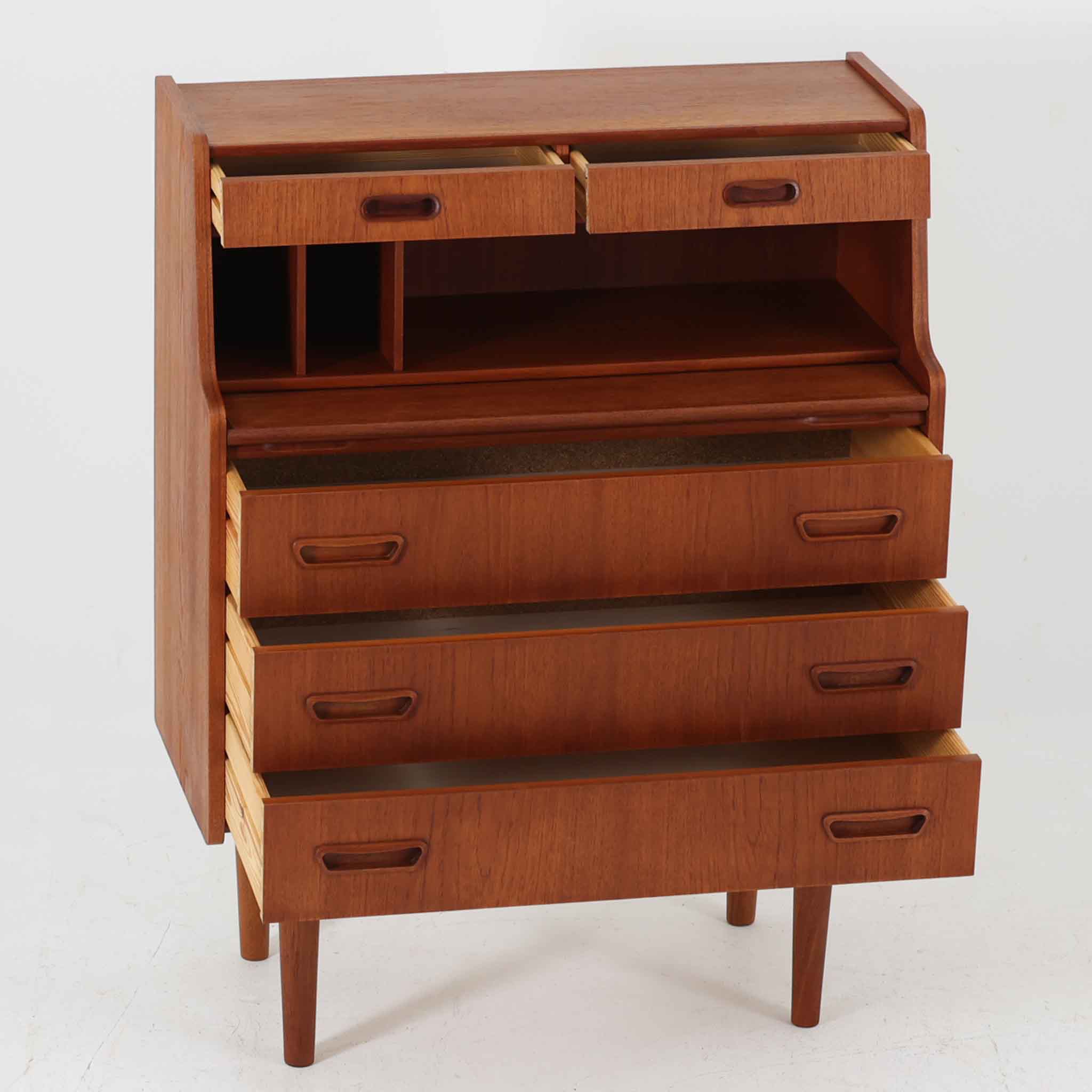 ライティングビューロ チーク 幅76cm デンマーク製 北欧ビンテージ家具 収納家具 書斎机 木製ビューロ 北欧モダン 引出し収納 [2]