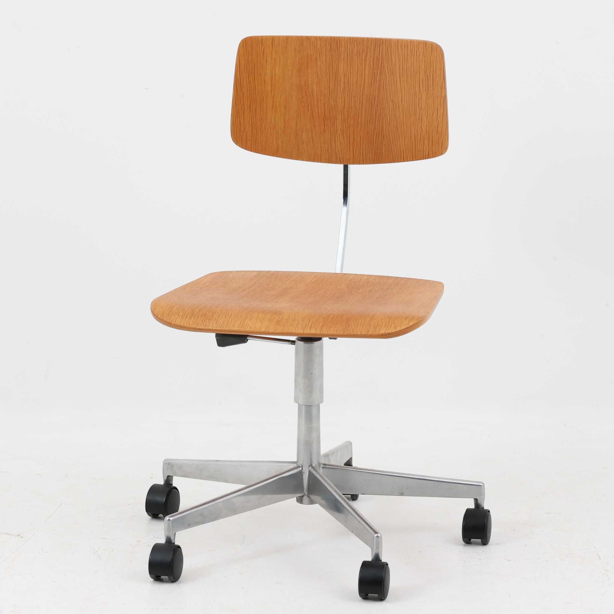 デスクチェア オーク×スチール Labofa デンマーク製 北欧ビンテージ家具 ワークチェア キャスター付き ..