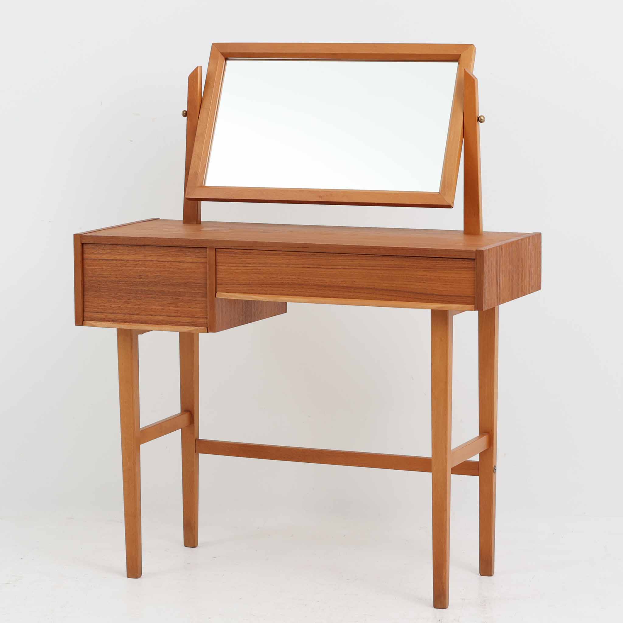 ドレッサー チーク×ビーチ 幅83cm スウェーデン製 北欧ビンテージ家具 化粧台 木製 鏡台 北欧家具 レトロ モダン収納 コンパクト