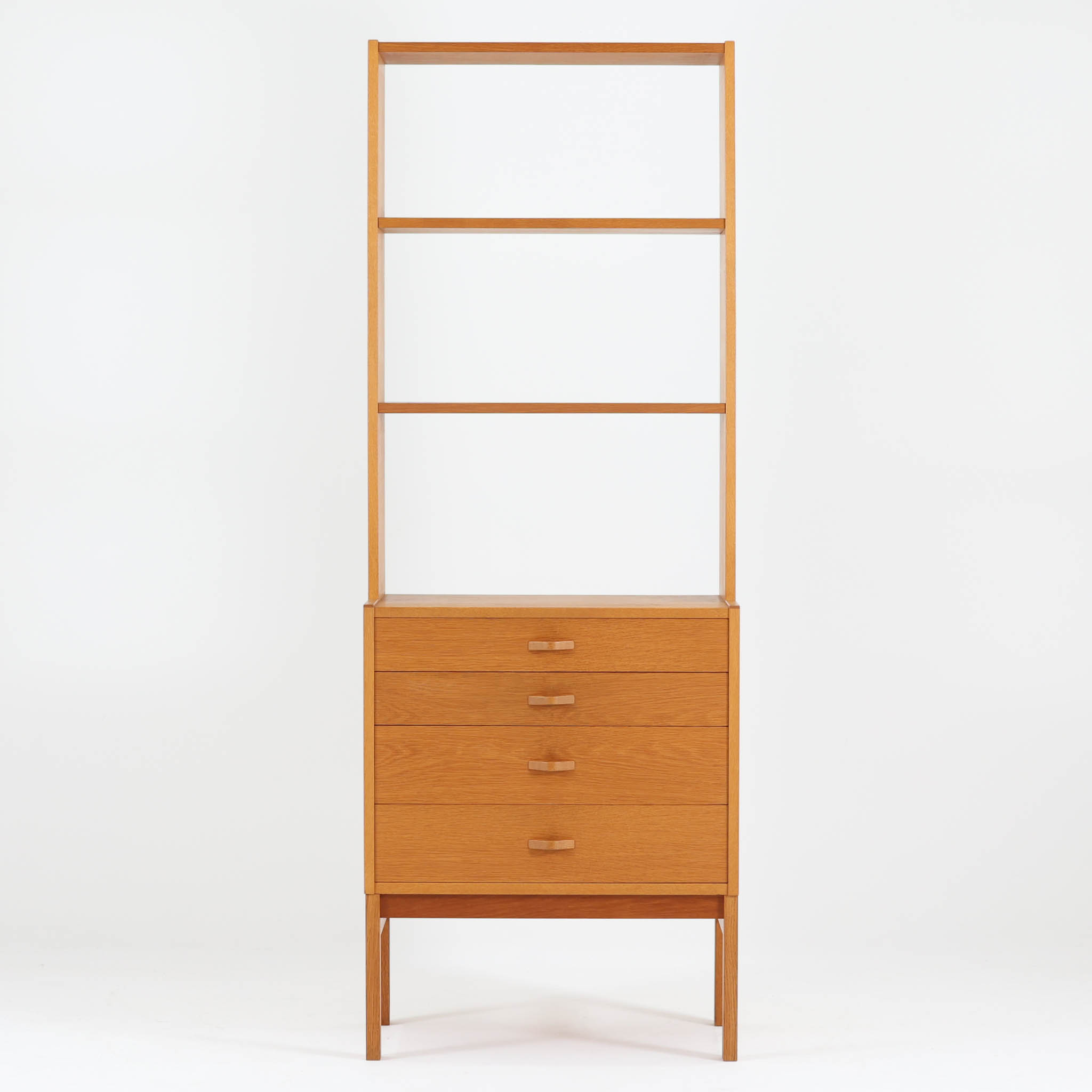 スリムシェルフ オーク 幅60cm スウェーデン製 北欧ビンテージ家具 収納家具 本棚 木製 キャビネット 引き出し付き ミッドセンチュリー